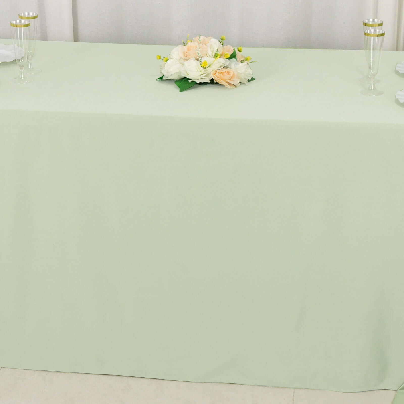 Sage Green Wrinkle-Free & Stain-Resistant Seamless Scuba Polyester 90x156 Tablecloth