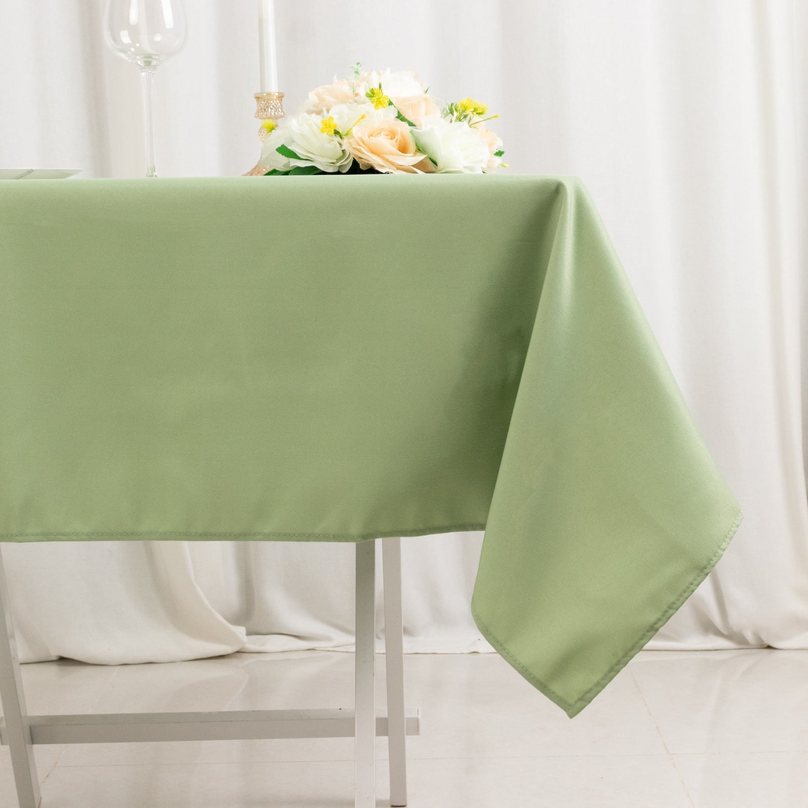 Hot Deal! 54x54 Sage Green Premium Polyester Square Tablecloth - Stain & Wrinkle Resistant 220GSM