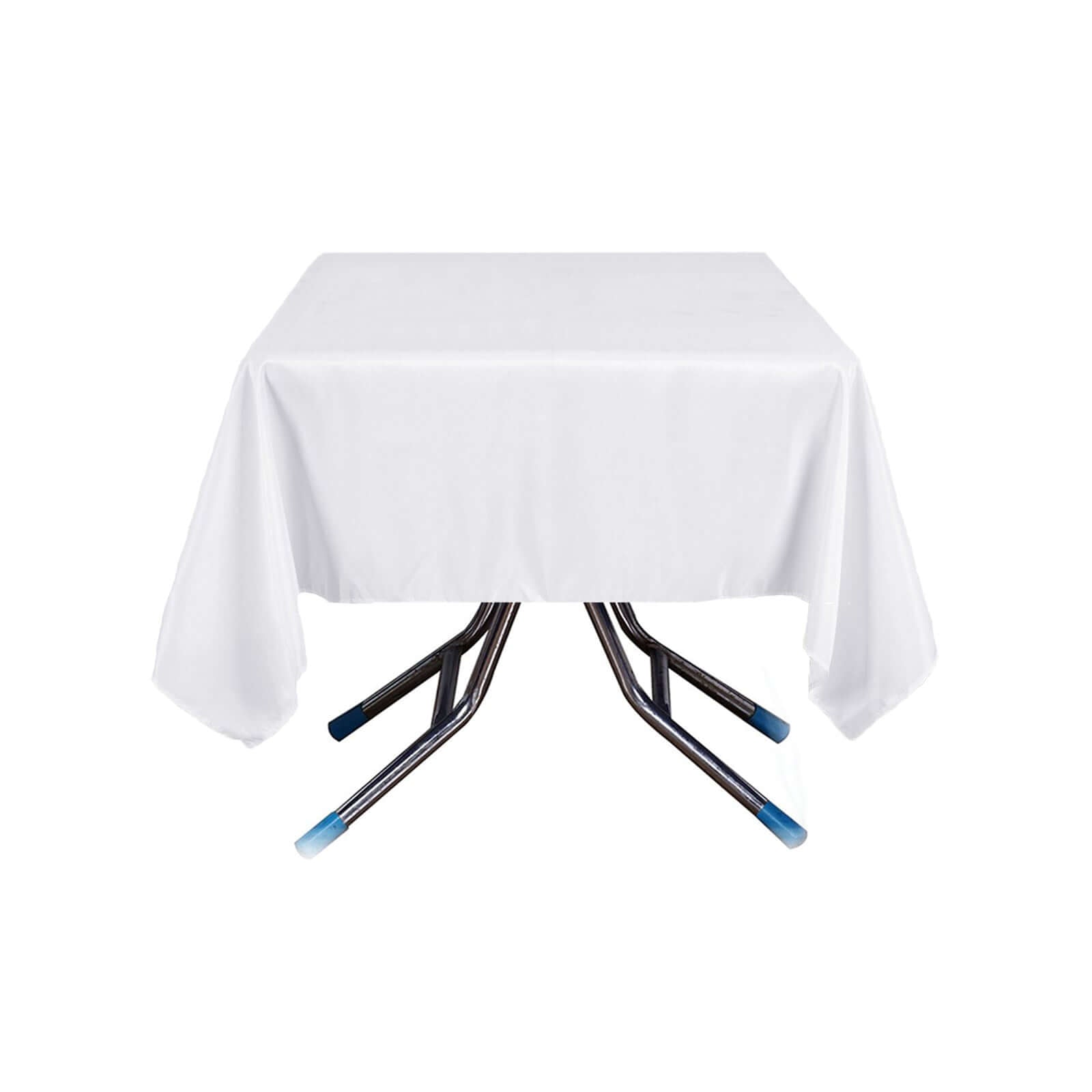Wrinkle-Resistant & Durable White 70x70 Polyester Square Tablecloth for Events