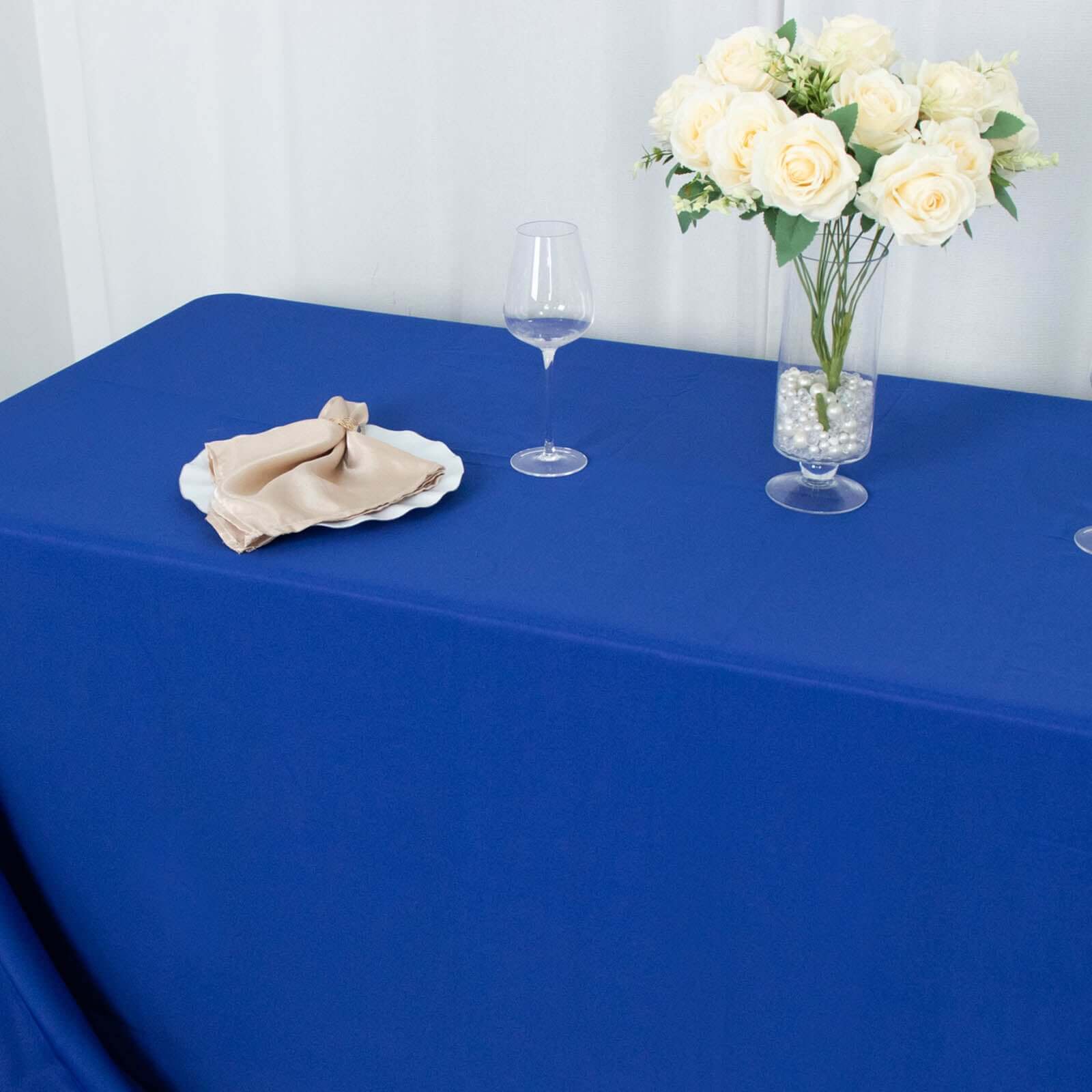 Hot Sale! Seamless 220GSM Stain-Resistant Royal Blue Premium Polyester Rectangle Tablecloth 90x156