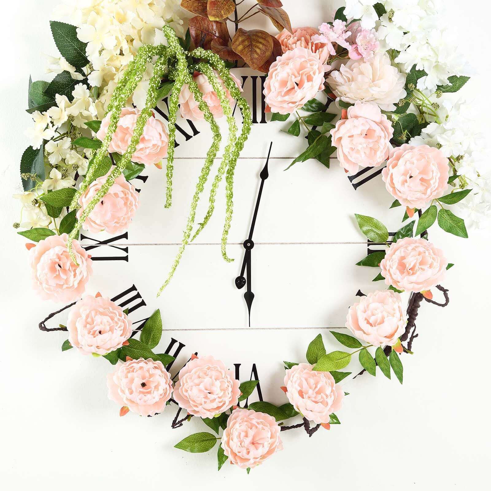 6ft Blush Silk Faux Peony Hanging Flower Garland, Lifelike Vine