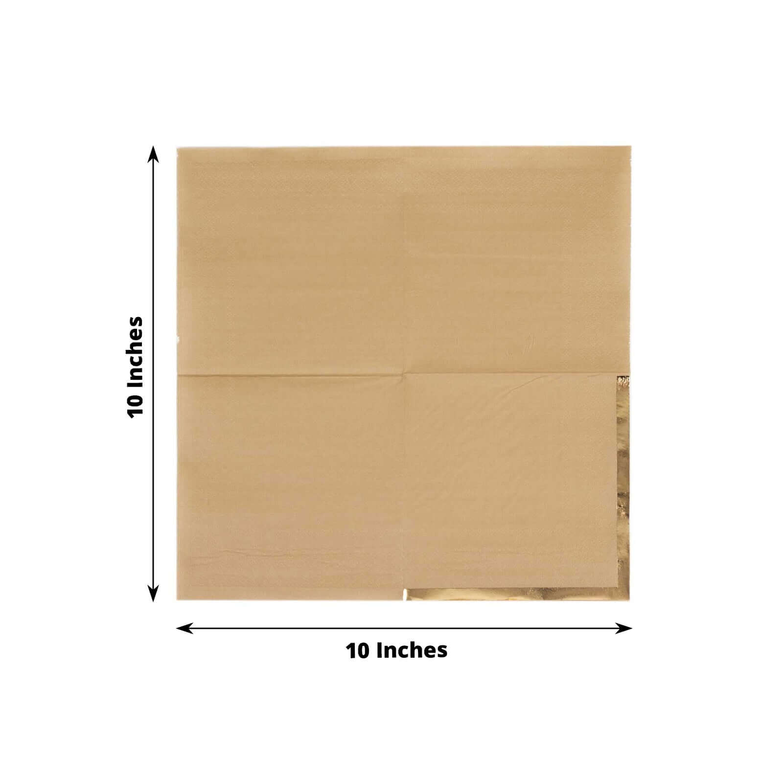 50-Piece 2-Ply Disposable Soft 18GSM Natural Paper Cocktail Napkins with Gold Foil Edge 5x5