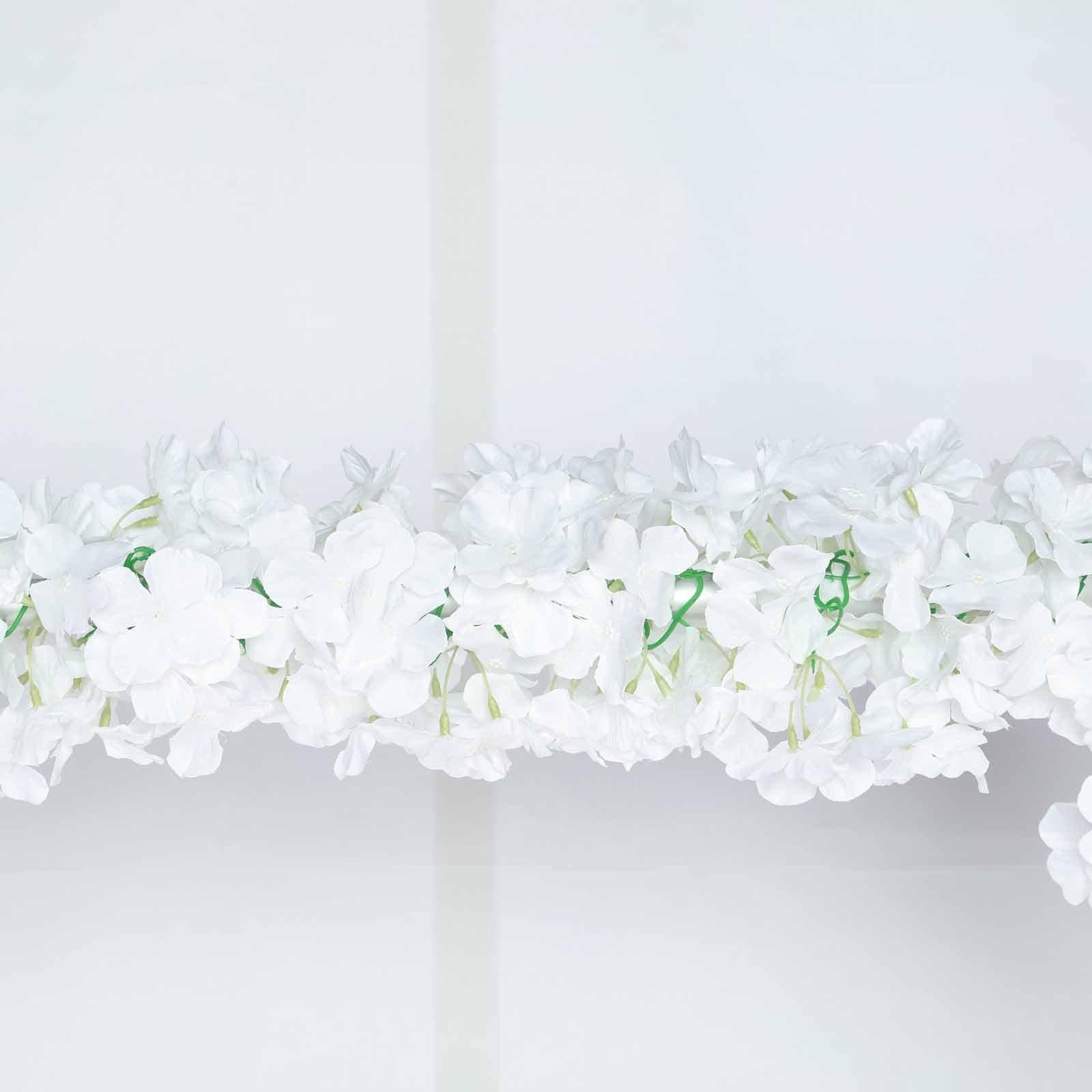Hot Sale! 7-Foot White Artificial Silk Hydrangea Hanging Flower Garland for Decorations