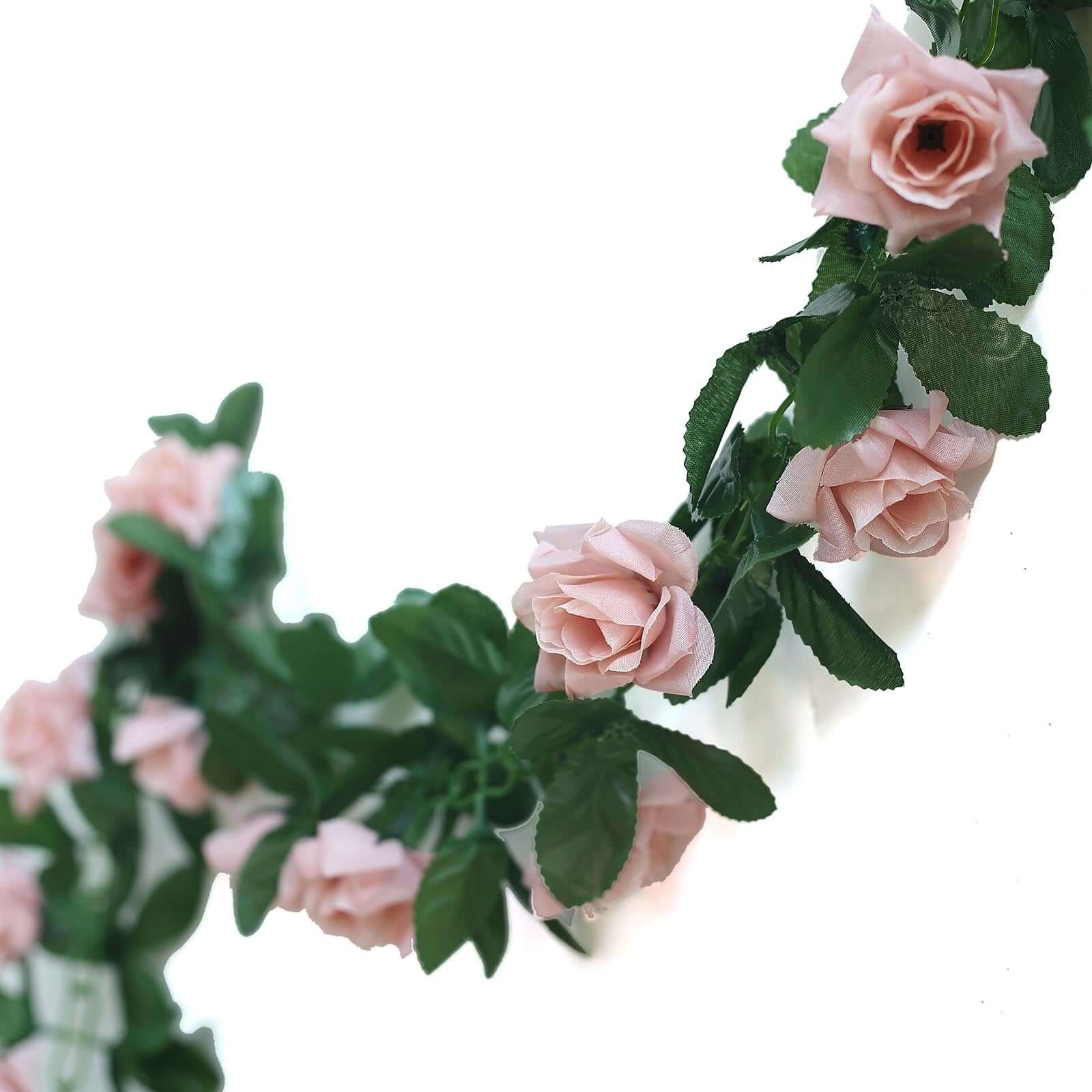 Hot Sale! 6ft UV-Protected Dusty Rose Artificial Silk Rose Garland