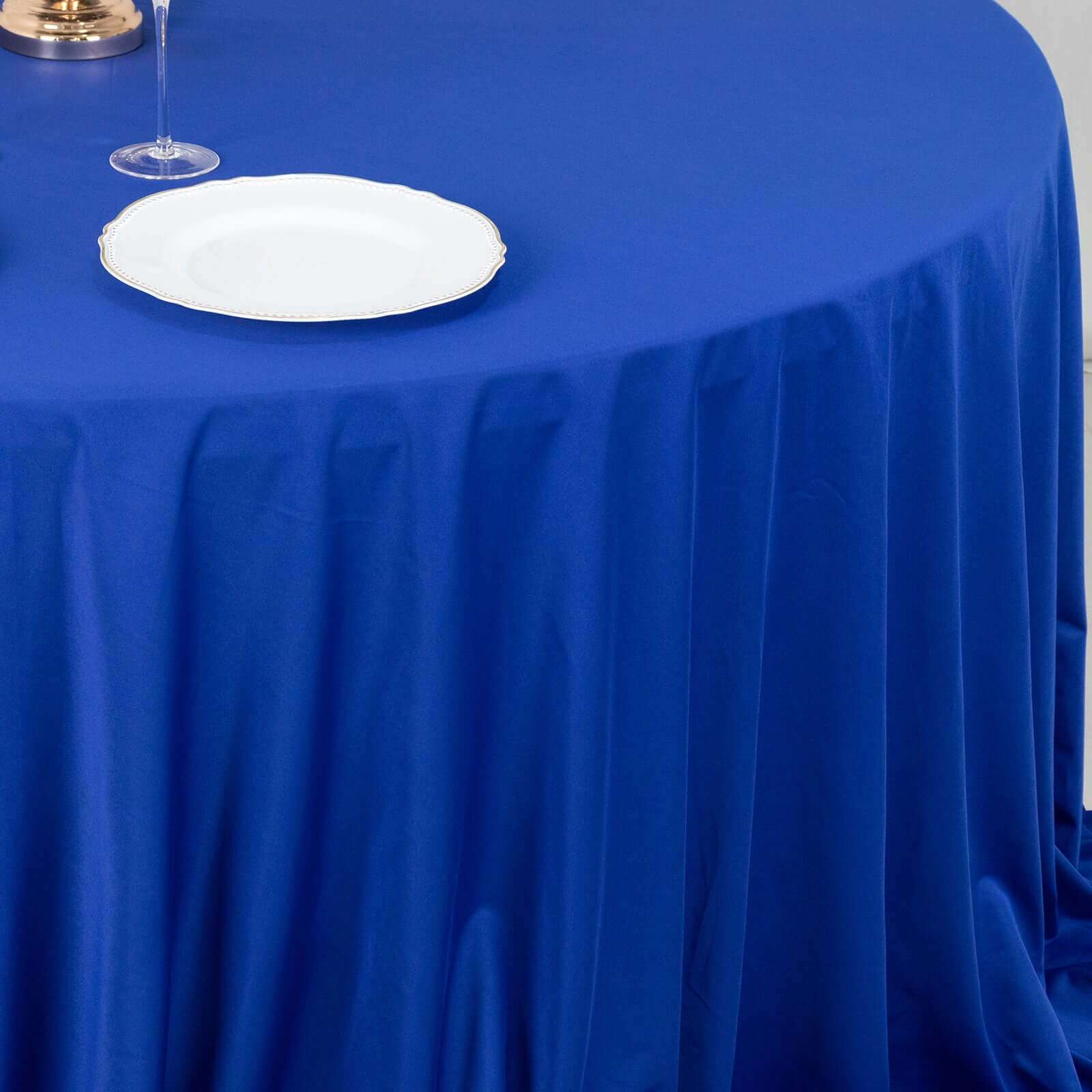 Exclusive Royal Blue 132' Scuba Round Tablecloth - Wrinkle & Stain Free