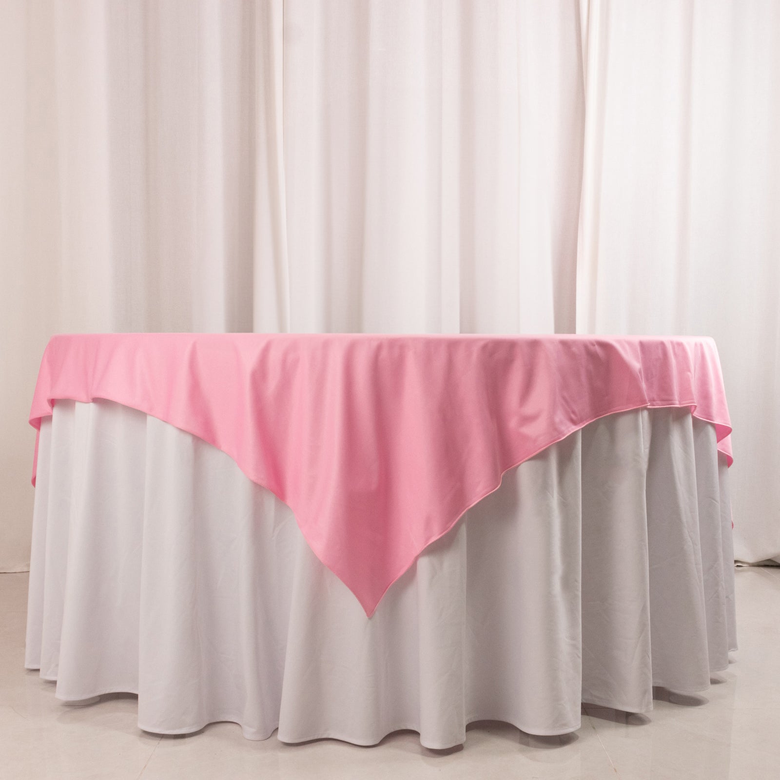 Pink Premium Wrinkle-Free & Stain-Resistant 70x70 Scuba Square Table Overlay