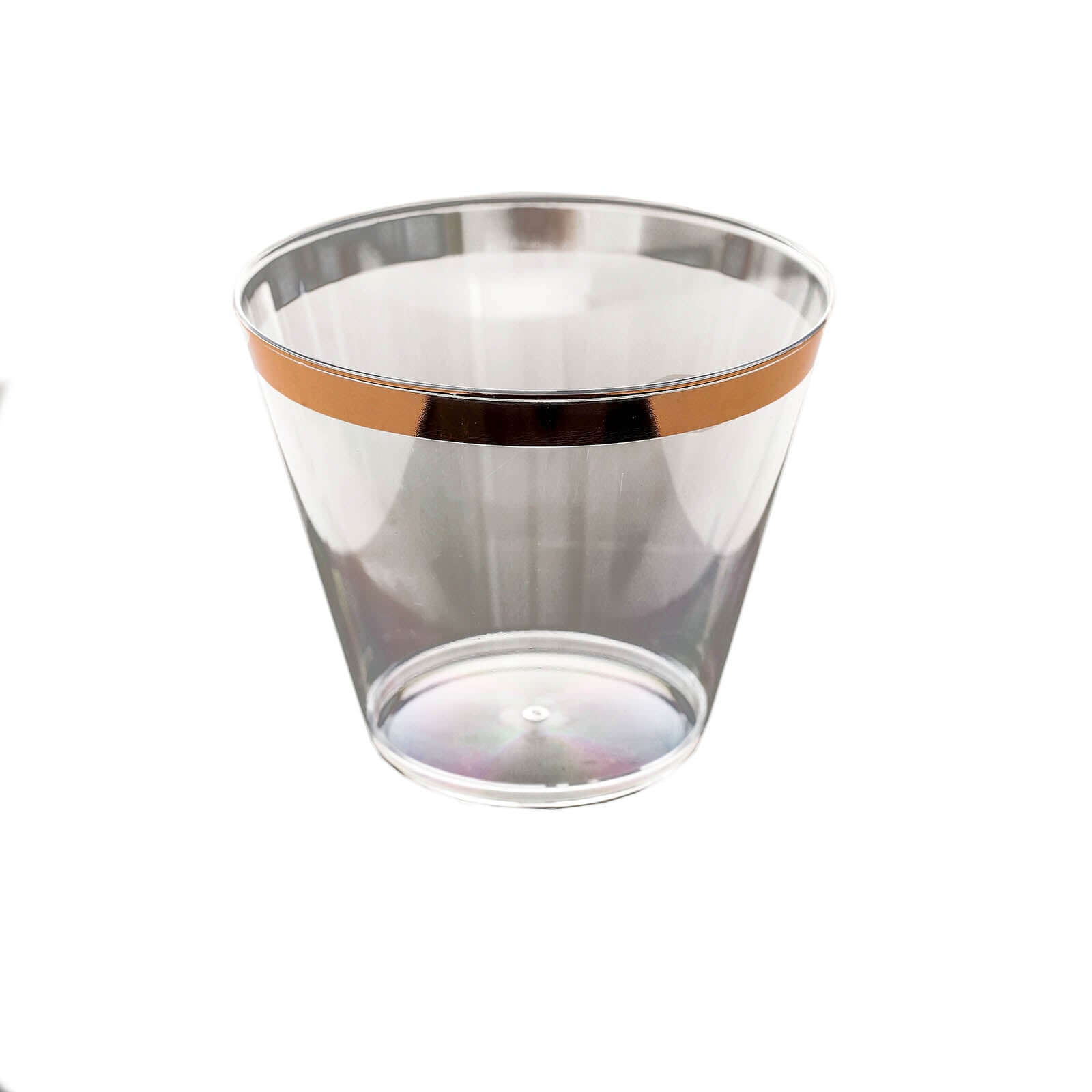 Hot Sale! 12-Pack 10oz Clear Plastic Party Squat Cups with Rose Gold Rim for Special Occasions