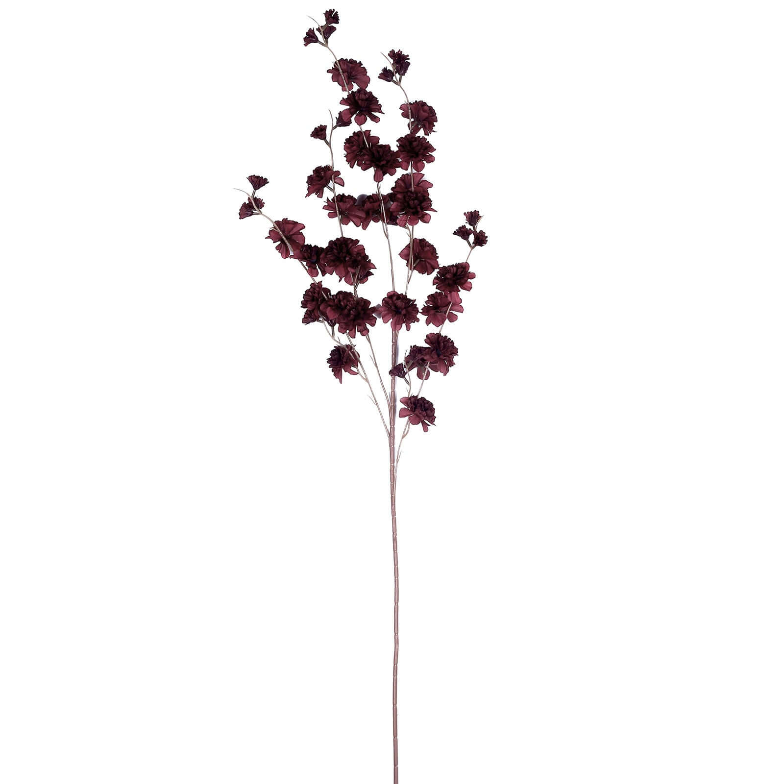 Discount! 2 Branches 42" Tall Burgundy Artificial Silk Carnation Stems