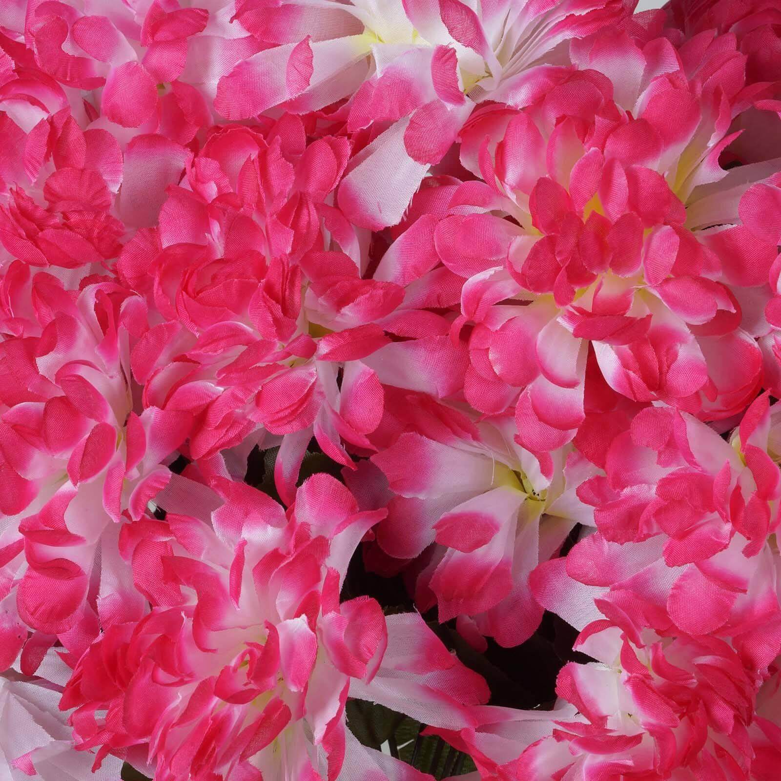 On Sale! 4 Bushes of Fuchsia Artificial Silk Chrysanthemum with 56 Faux Flowers