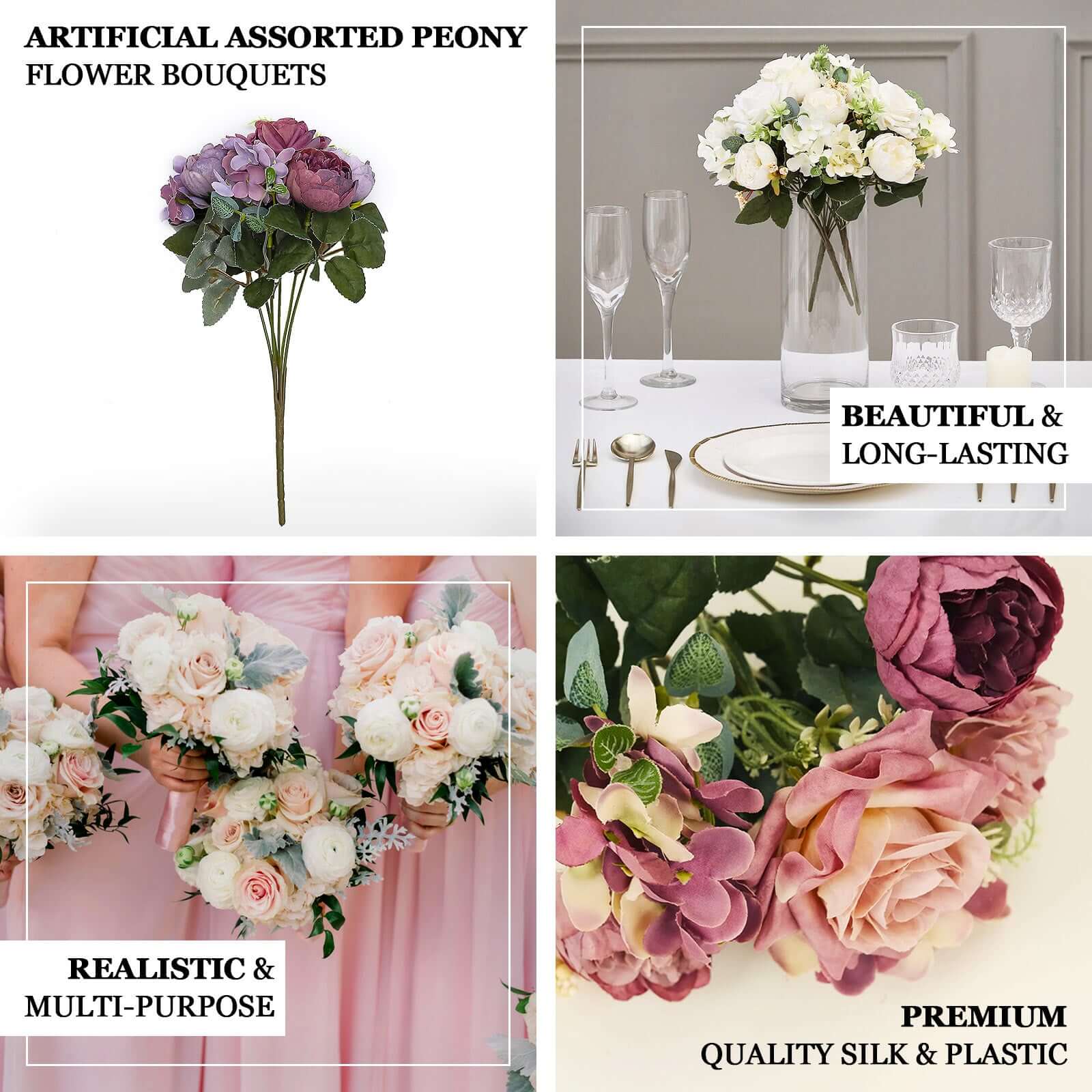 Hot Deal! 2 Pack Blush Silk Artificial Rose & Peony Floral Arrangements for Weddings and Home Decor