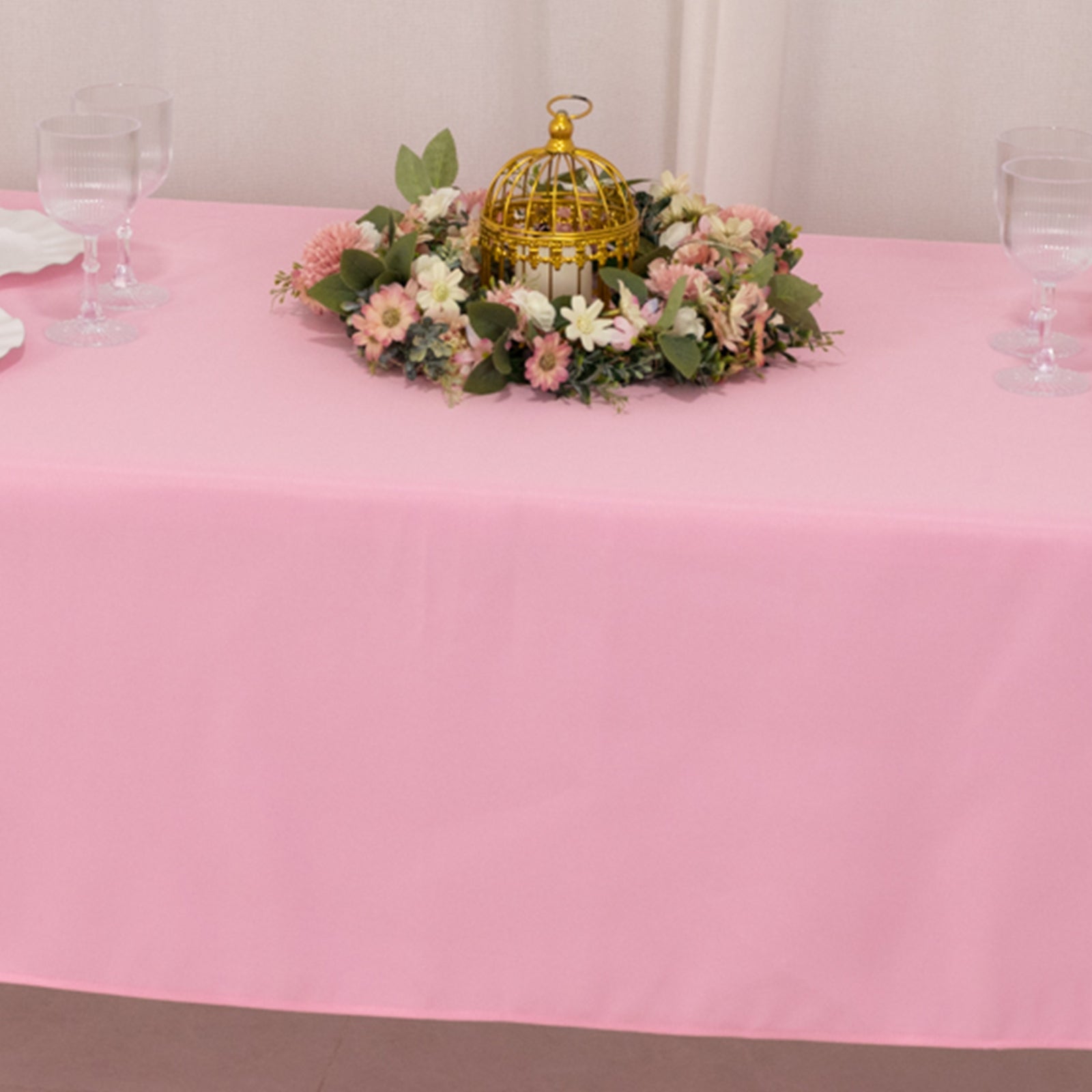 Hot Sale! Durable 220GSM Wrinkle-Resistant Pink Premium Polyester Rectangle Tablecloth 60x102