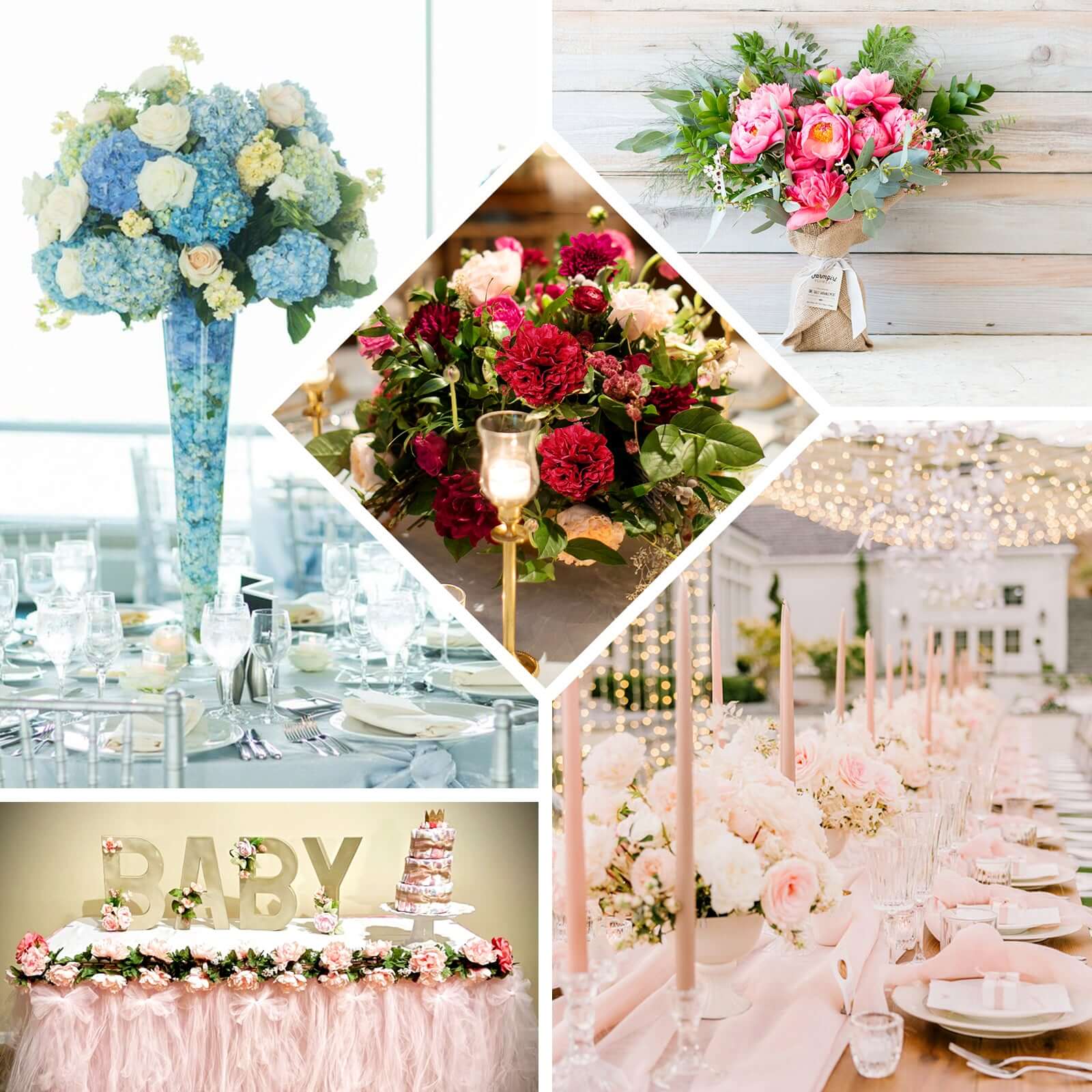 2 Bouquets of Blush Artificial Silk Peony Flower Arrangement - Perfect Decor!