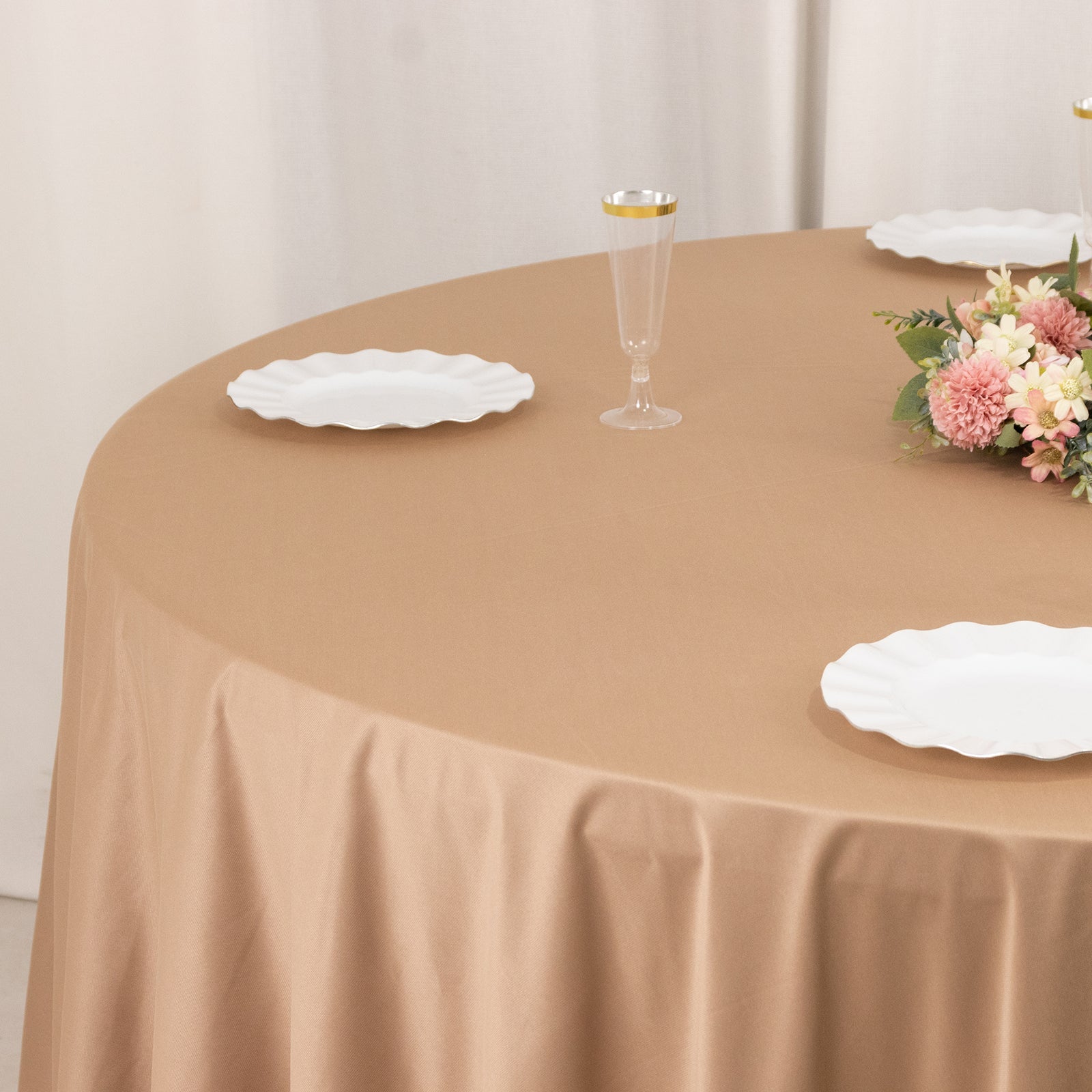 Premium Wrinkle-Free & Stain-Resistant Nude Scuba Round 108 Tablecloth for Events