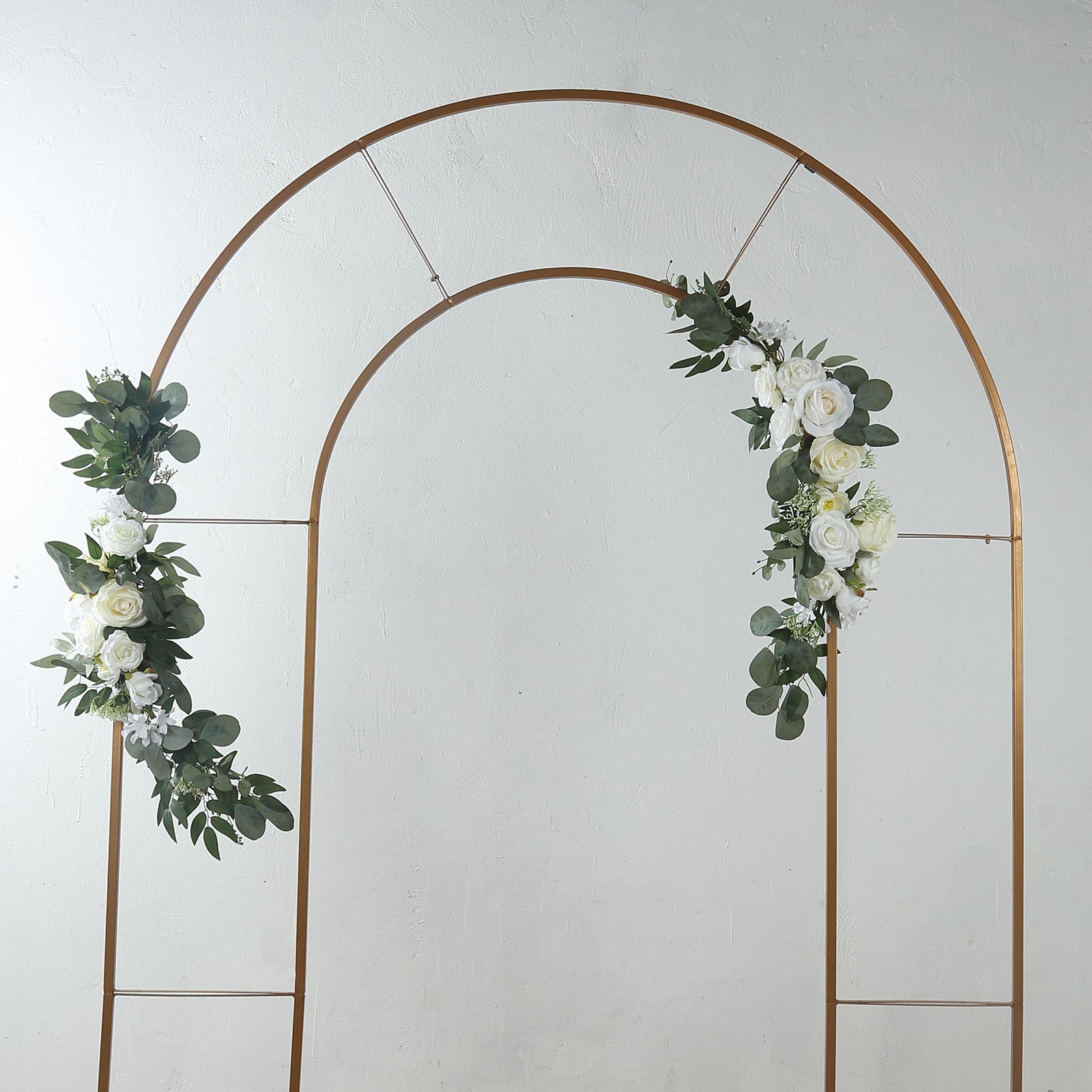 Special Offer: Set of 2 Artificial White Silk Rose and Eucalyptus Leaf Floral Swags for Party Decor