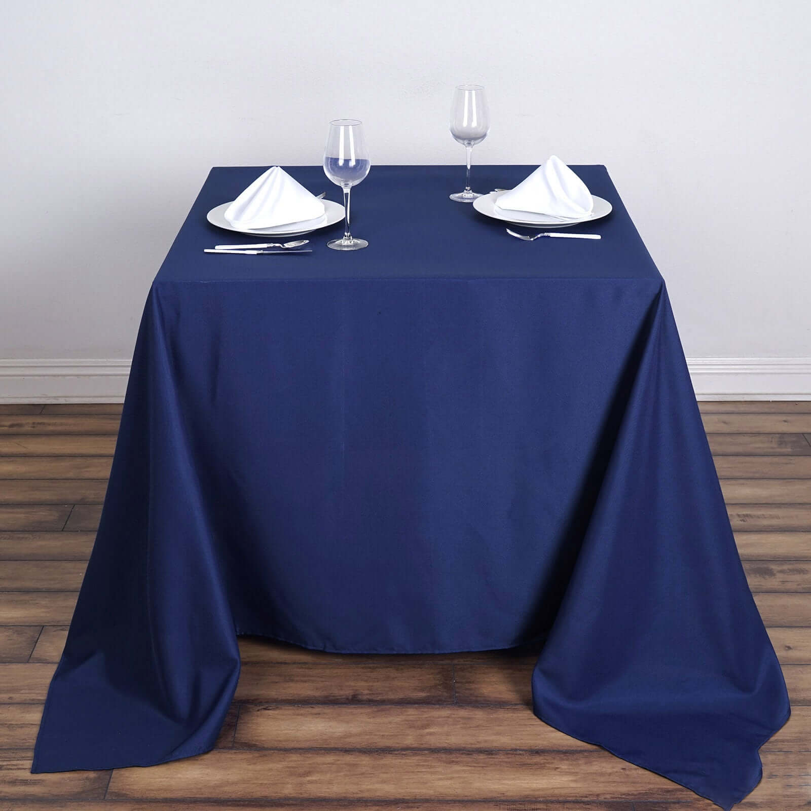 Wrinkle-Resistant & Durable Navy Blue 70x70 Polyester Square Tablecloth