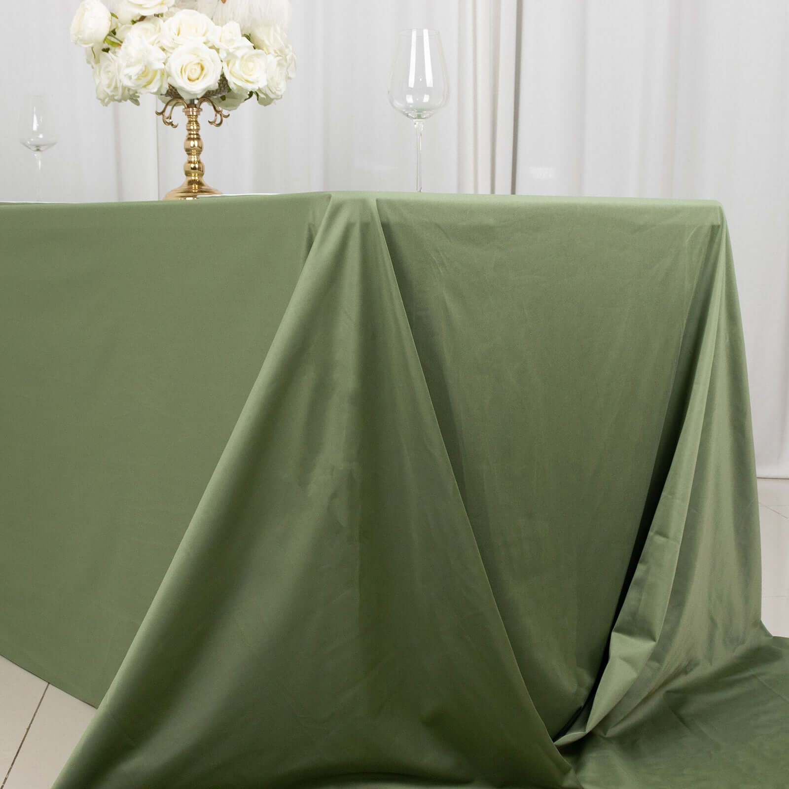 Exclusive Premium Scuba Rectangle Tablecloth in Dusty Sage Green - Wrinkle-Free, Stain-Resistant & Seamless