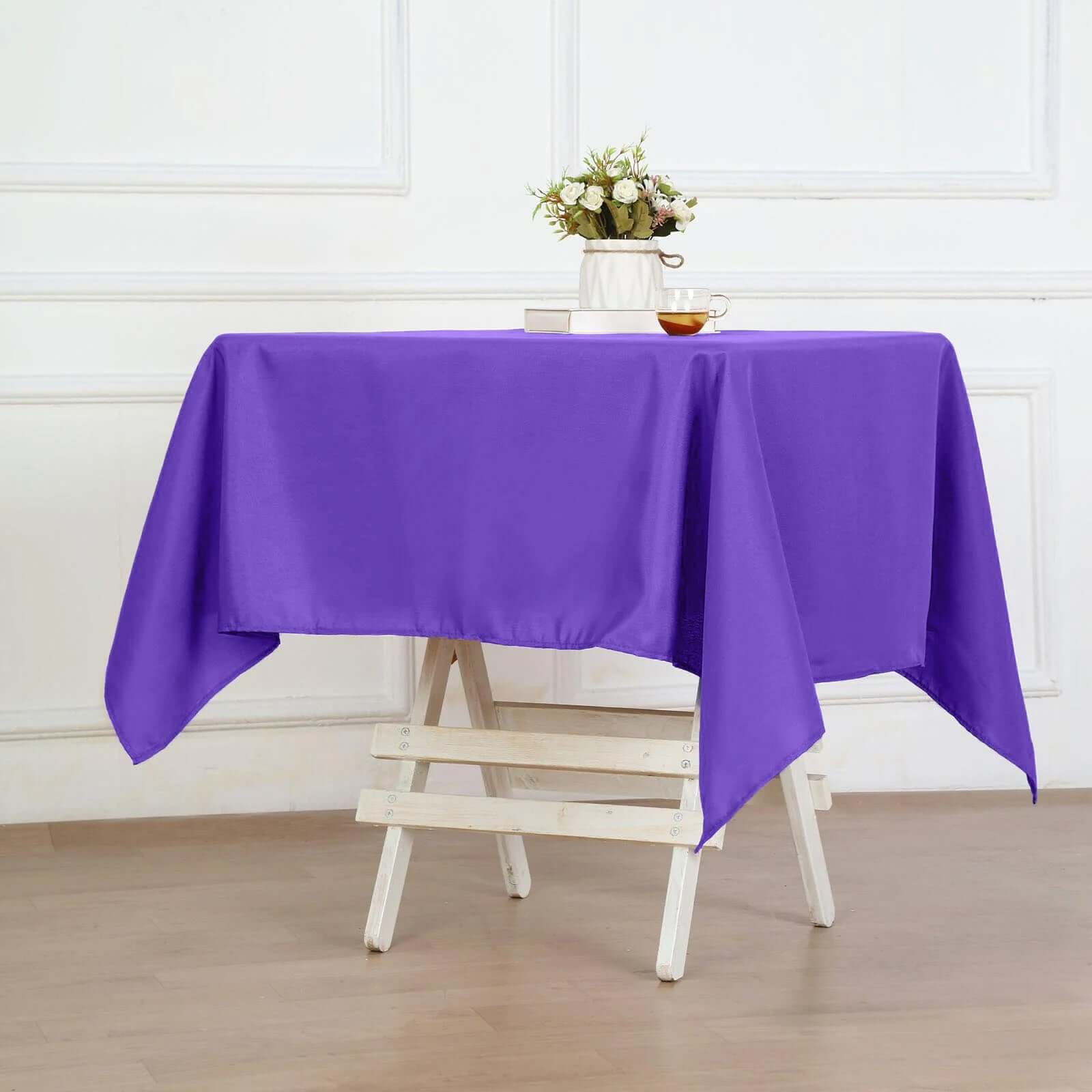 Wrinkle-Resistant & Durable Purple 54x54 Polyester Square Tablecloth - Ideal for Events