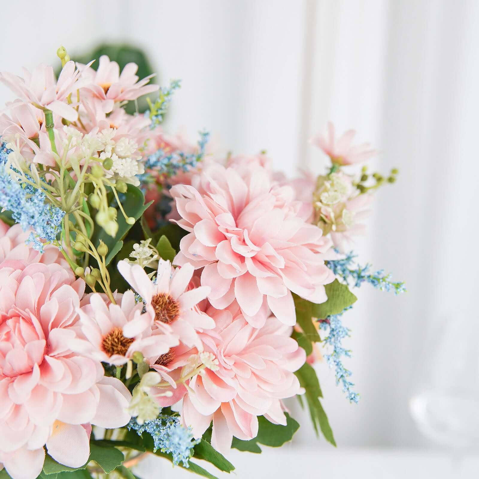 2-Bush Blush Blue Artificial Silk Dahlia Bouquet - Perfect for Any Occasion
