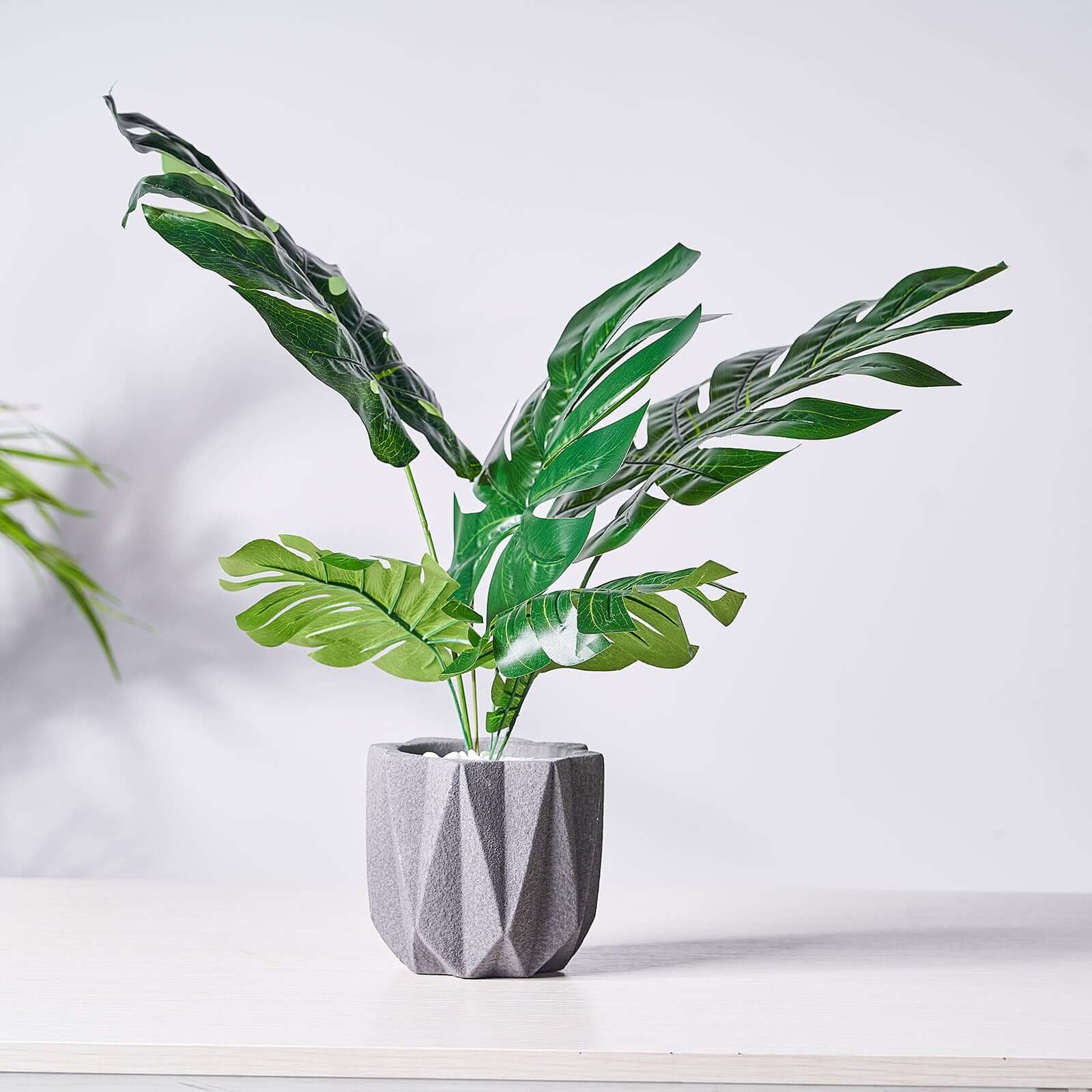 6-Piece Assorted Green High-Quality Silk Artificial Monstera Leaf Stems