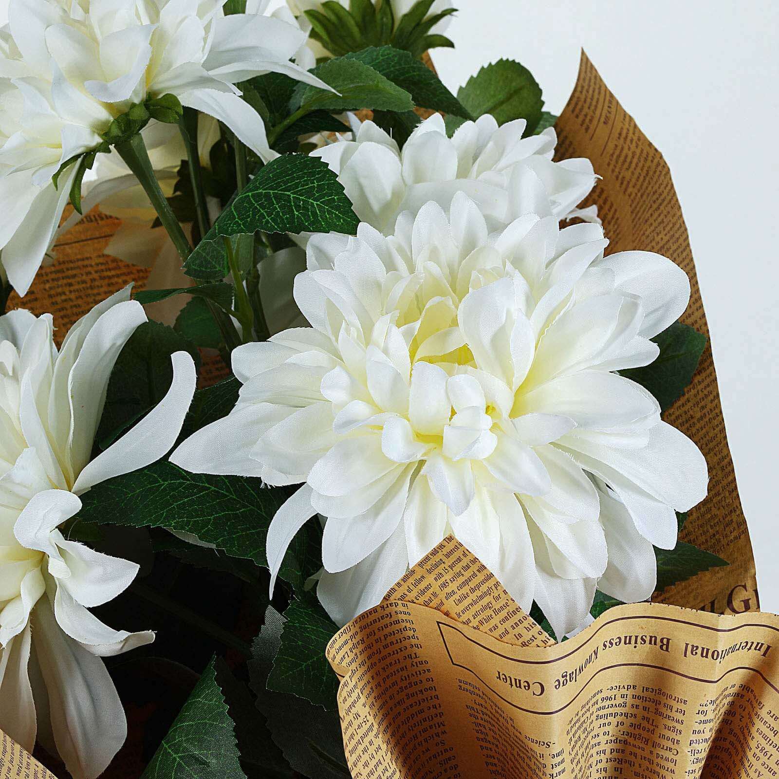 30-Inch Tall Ivory Silk Faux Dahlia Flower Stems for Stunning Arrangements