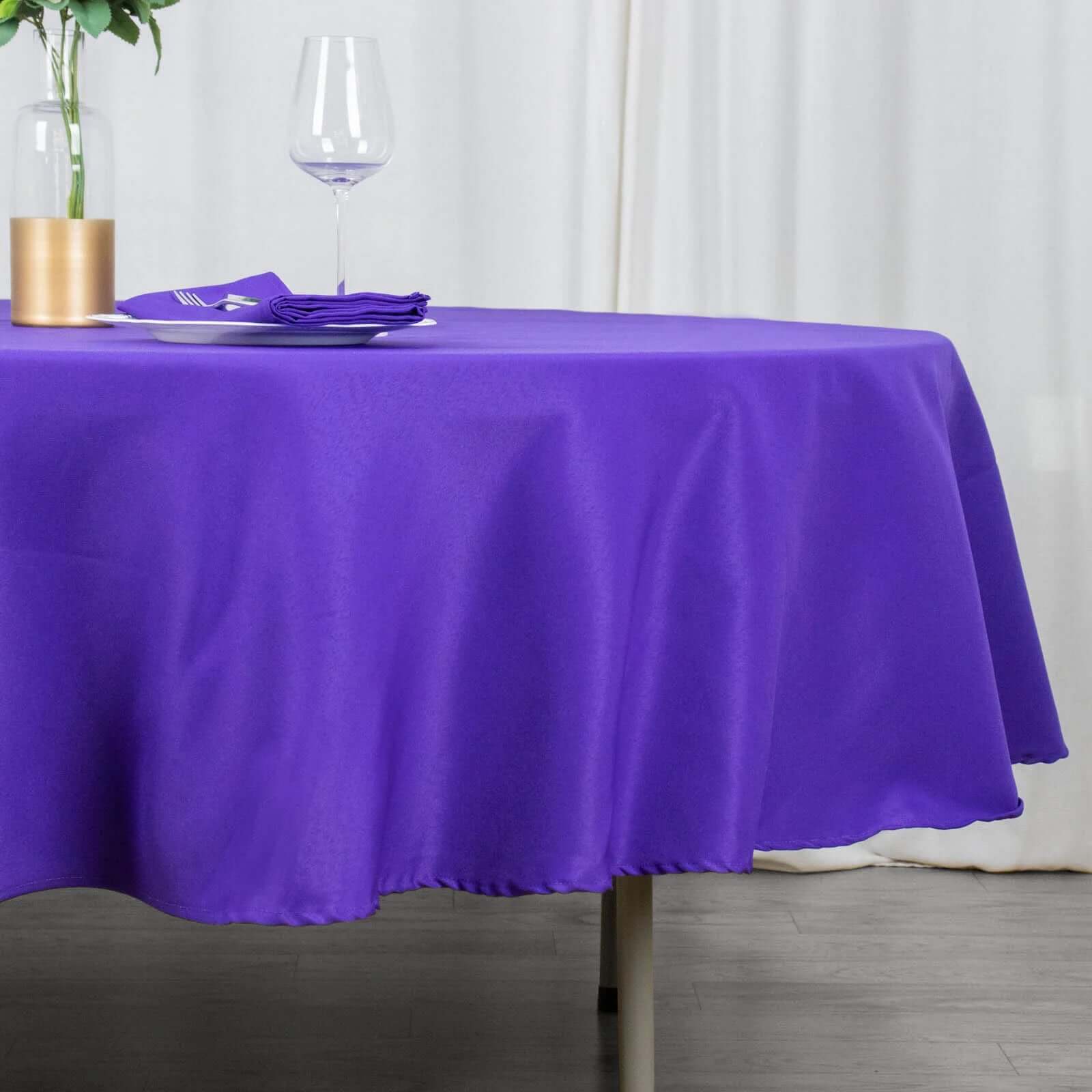 90-Inch Purple Premium Polyester Round Tablecloth - 220GSM, Stain & Wrinkle Resistant