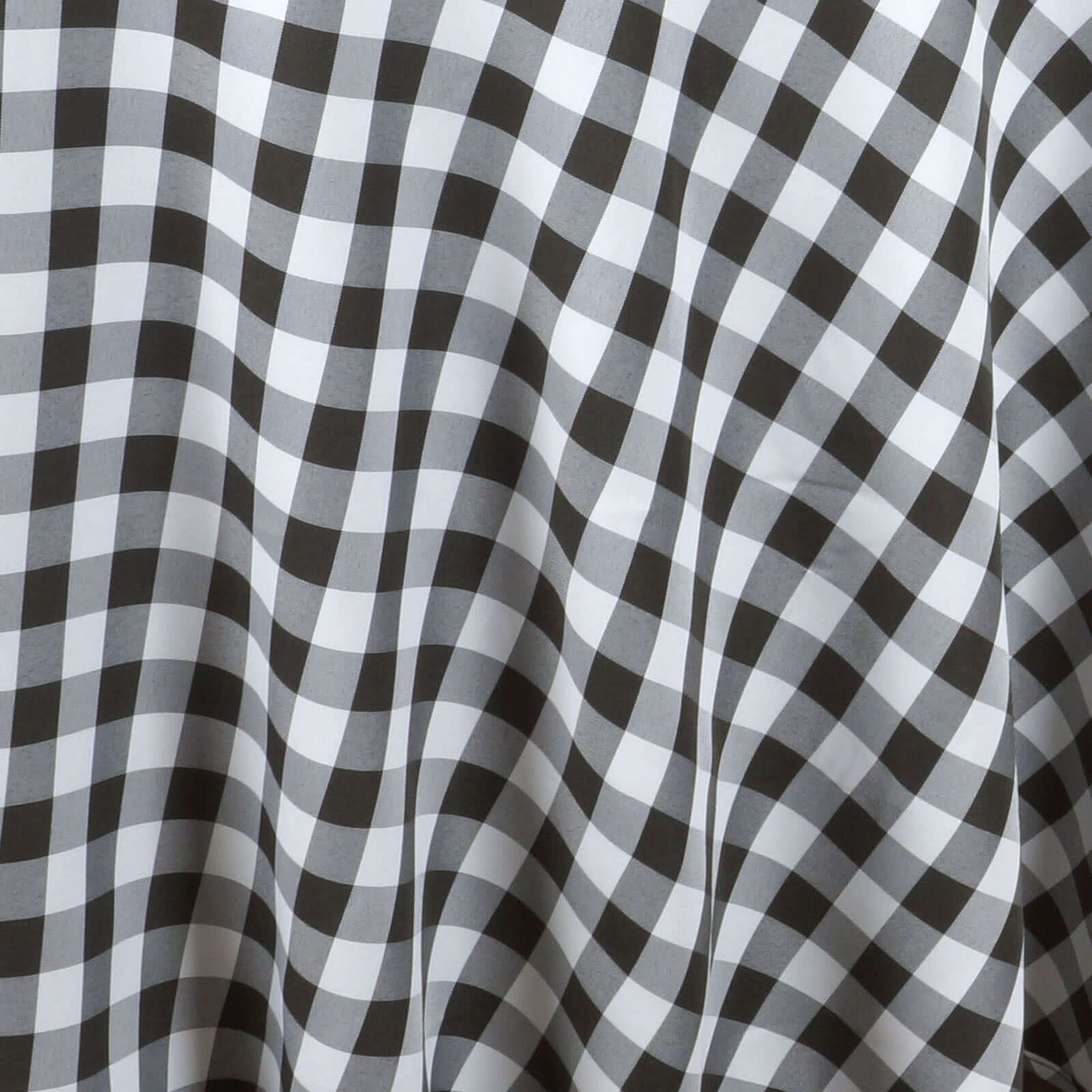 Hot! 108" Polyester Round Checkered Buffalo Plaid White/Black Tablecloth