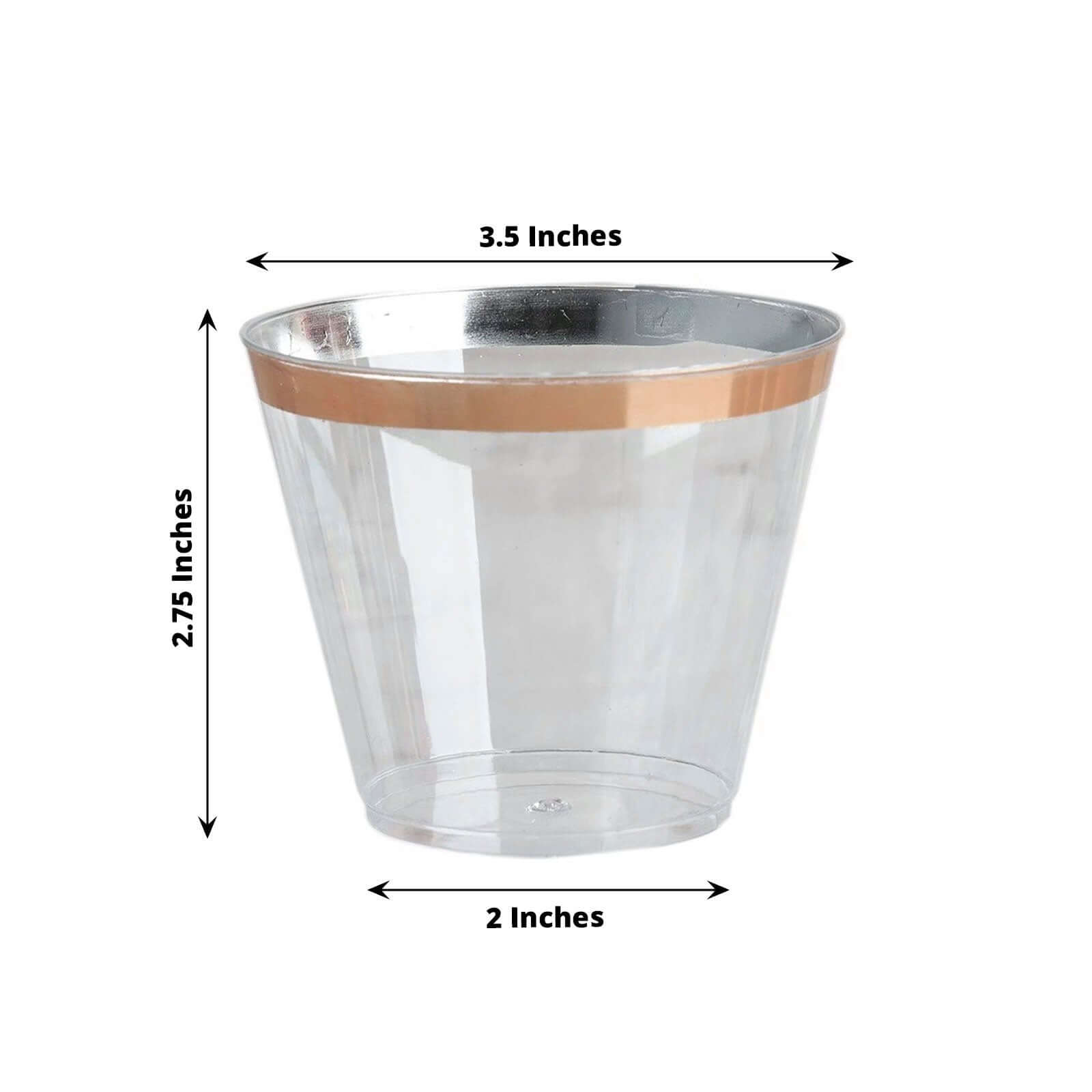 Hot Sale! 12-Pack 10oz Clear Plastic Party Squat Cups with Rose Gold Rim for Special Occasions