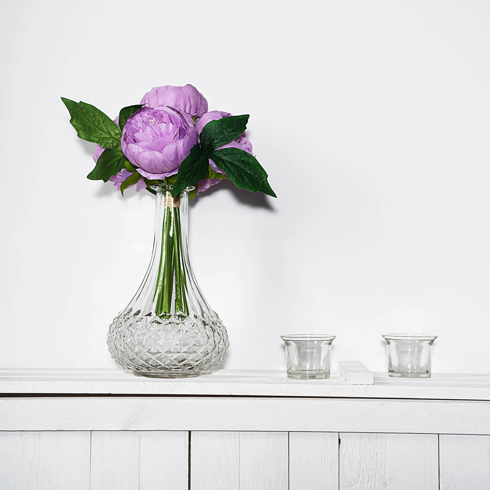 Lavender Lilac Artificial Silk Peony Spray with 5 Flower Heads