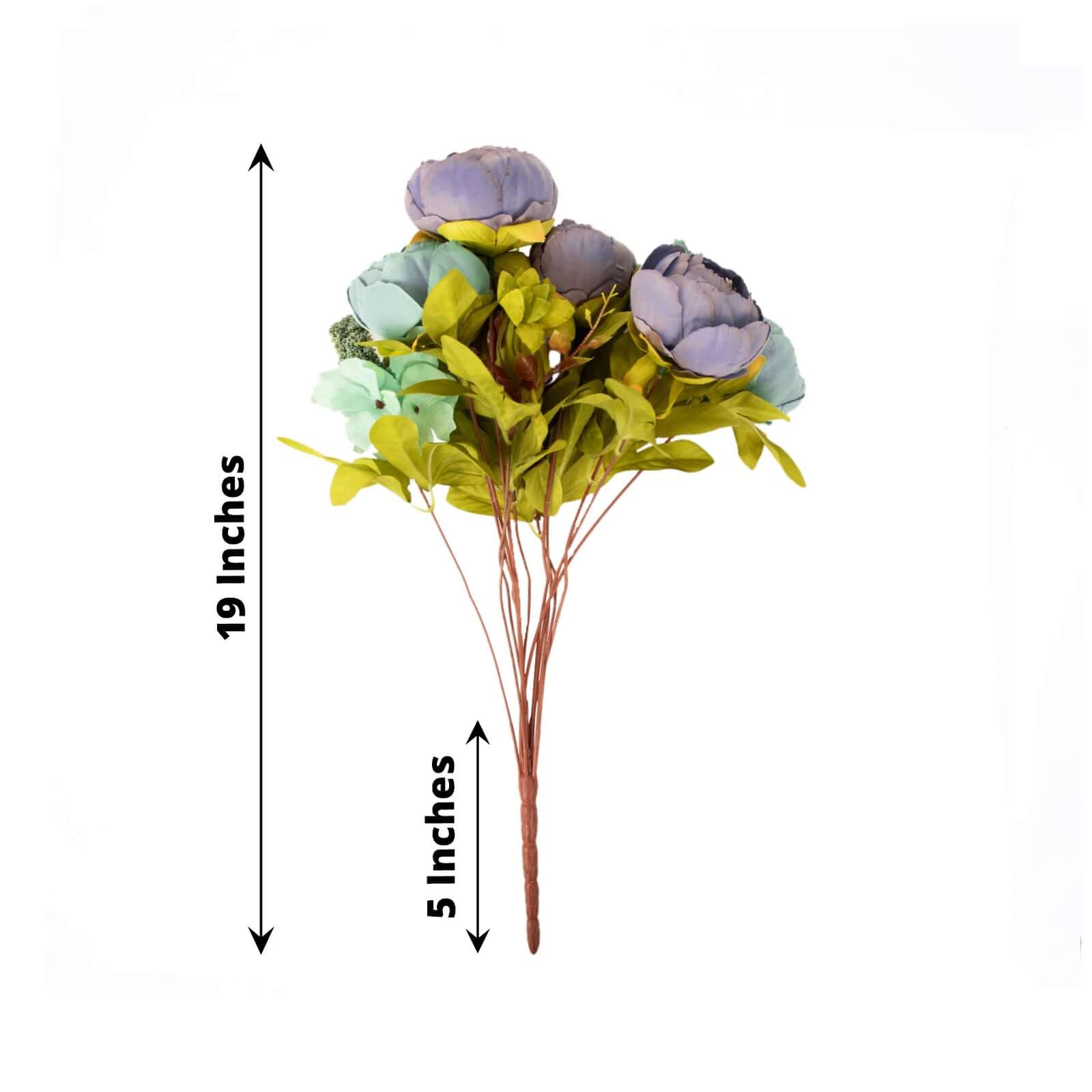 Hot Deal! 2-Pack 19-Inch Dusty Blue Artificial Peony Flower Bouquets for Weddings and Decor