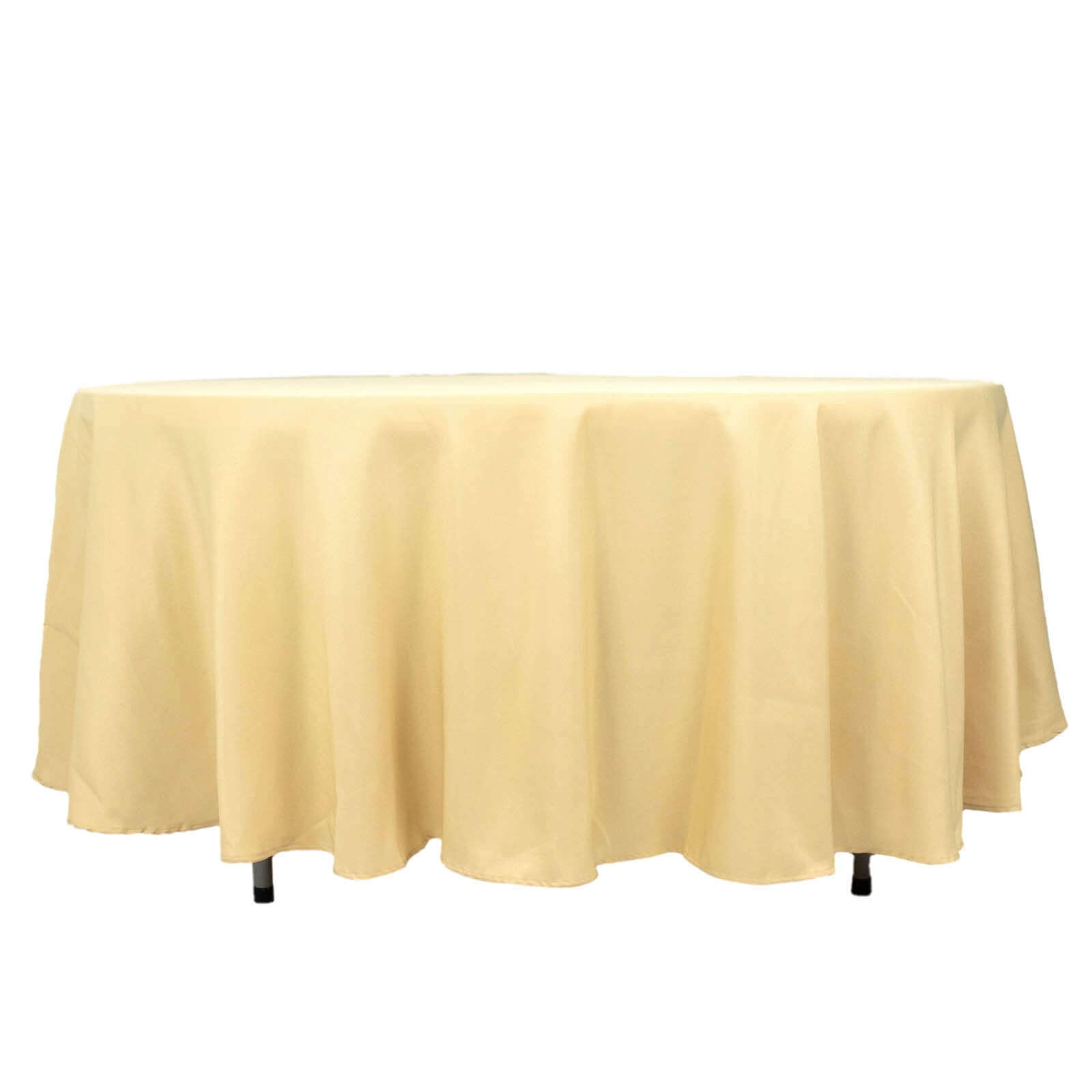 Champagne 108' Dia. Premium Polyester Wrinkle-Resistant 220GSM Round Tablecloth for Weddings and Parties