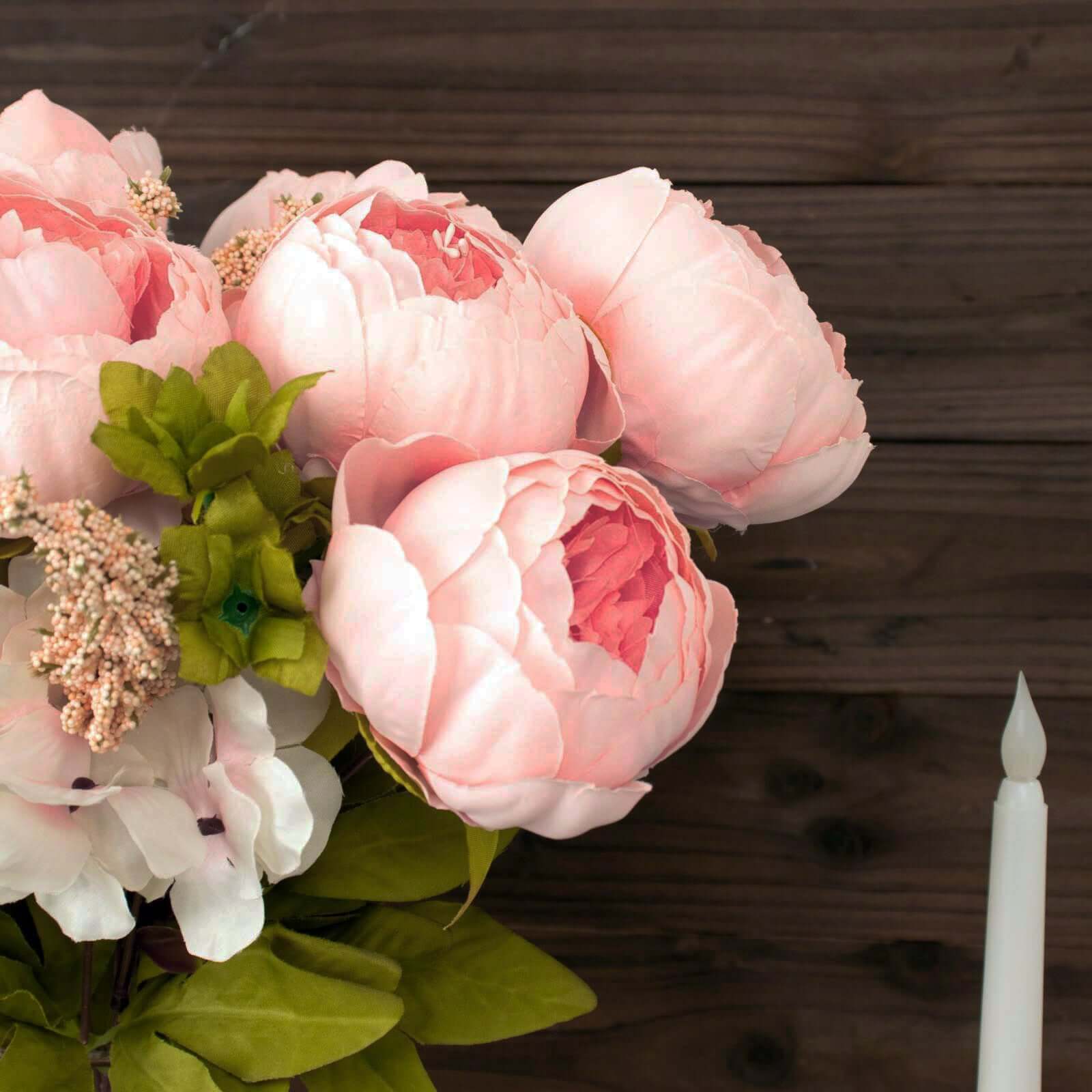Hot Deal! 2-Pack 19" Pink Artificial Peony Flower Wedding Bouquets, Faux Silk Arrangements