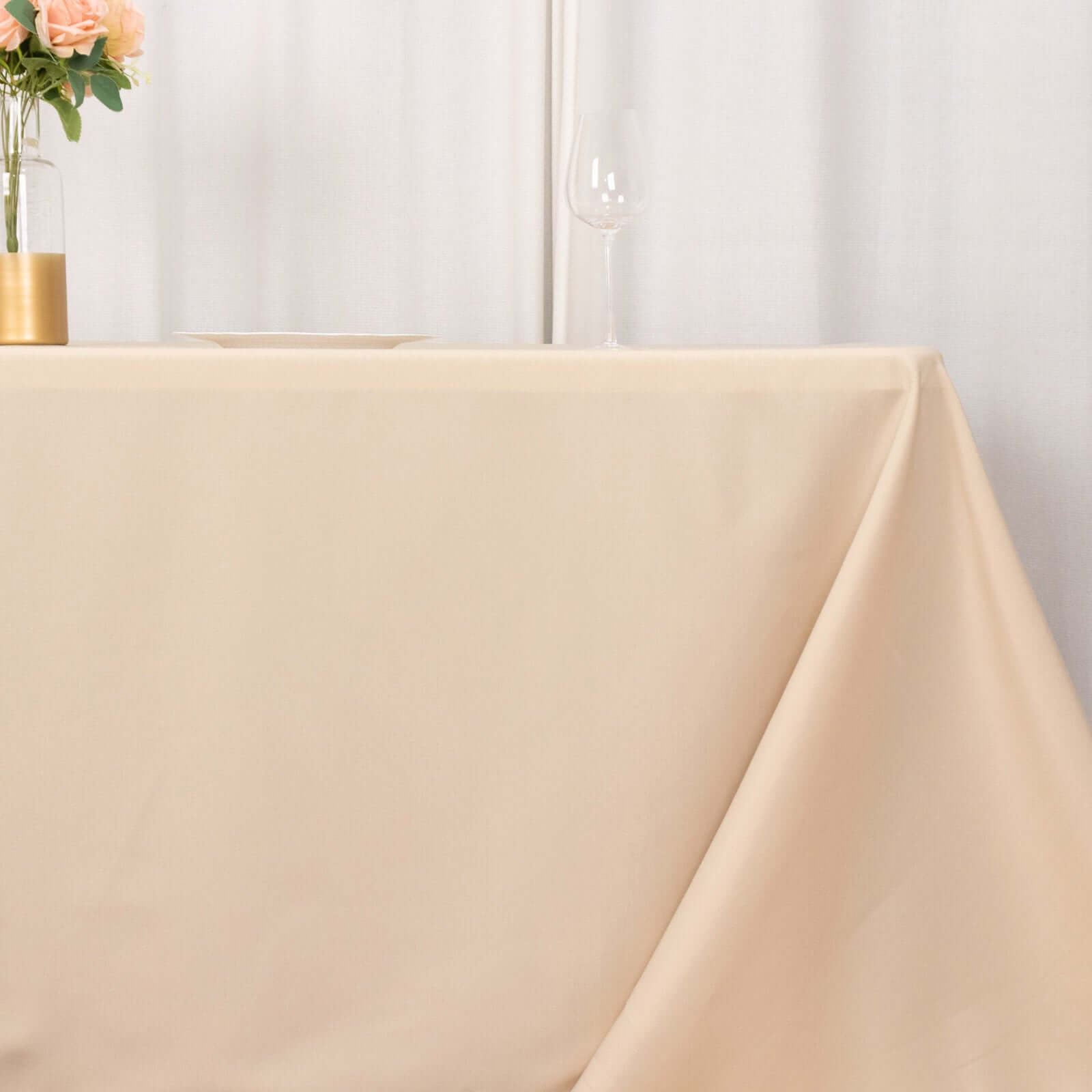 Exclusive Offer! Beige 90x132 Rectangle Premium Polyester Seamless 220GSM Stain-Resistant Tablecloth