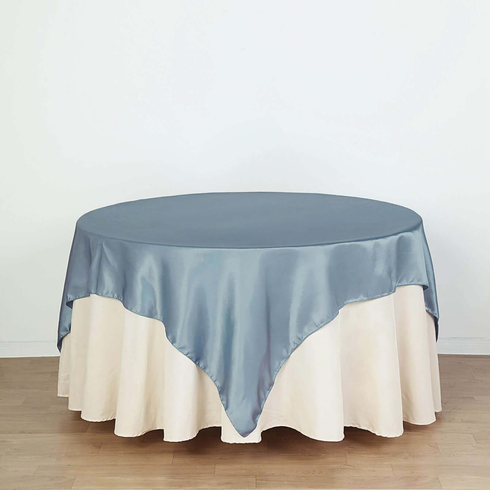 Dusty Blue 72x72 Satin Square Table Overlay with Smooth Finish