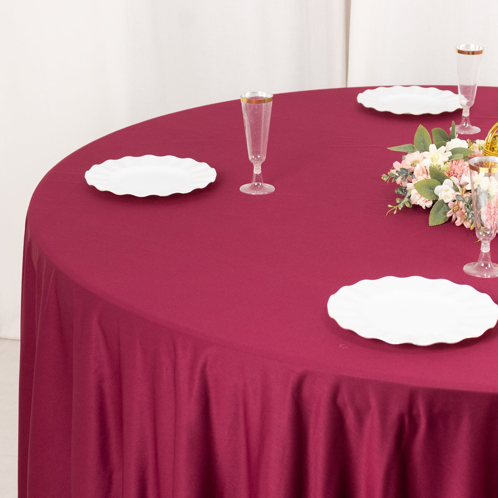 Luxury Burgundy 108-Inch Round Scuba Tablecloth - Anti-Wrinkle & Stainproof