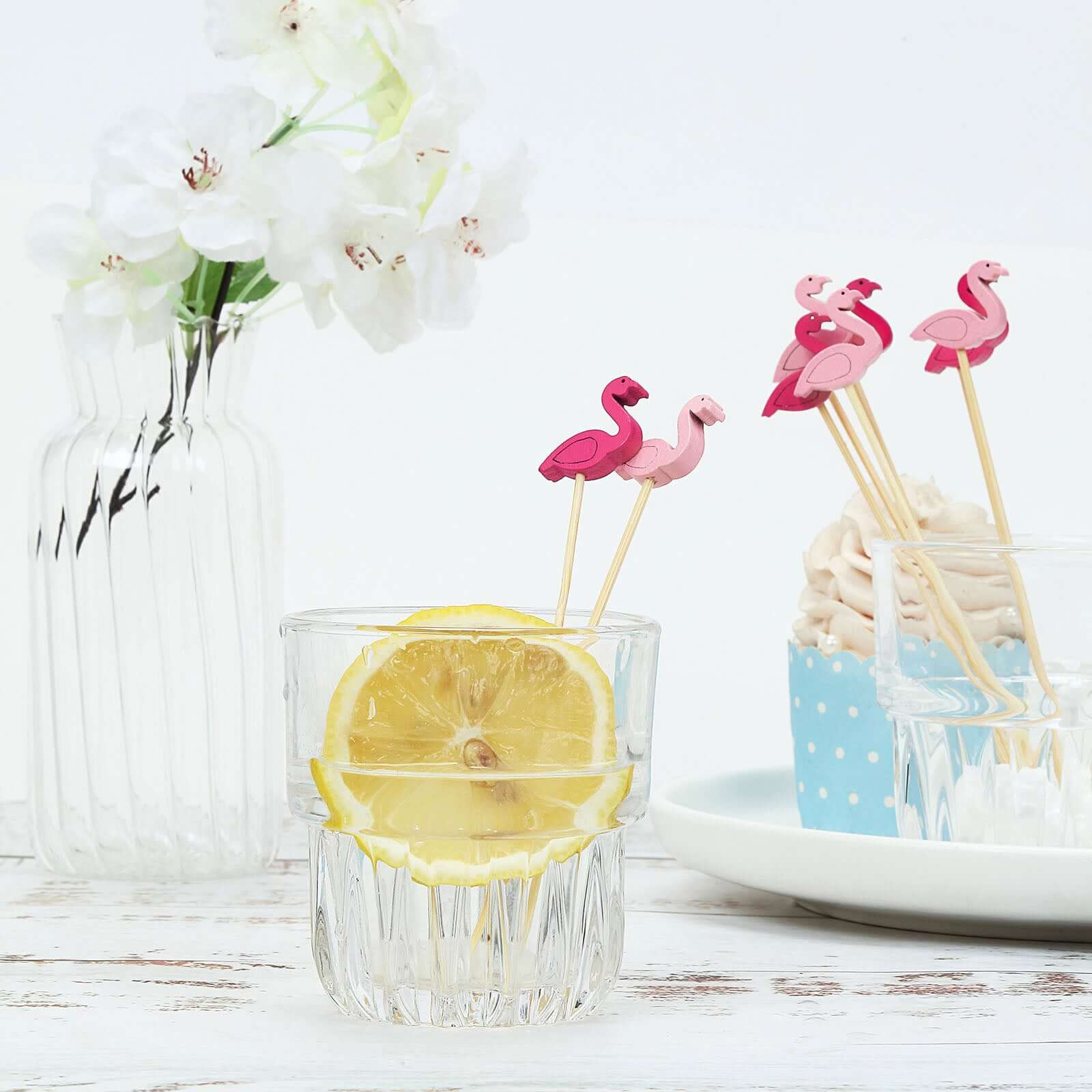 Hot Deal! 100-Pack Eco-Friendly Bamboo Flamingo Cocktail Sticks in Fuchsia/Hot Pink