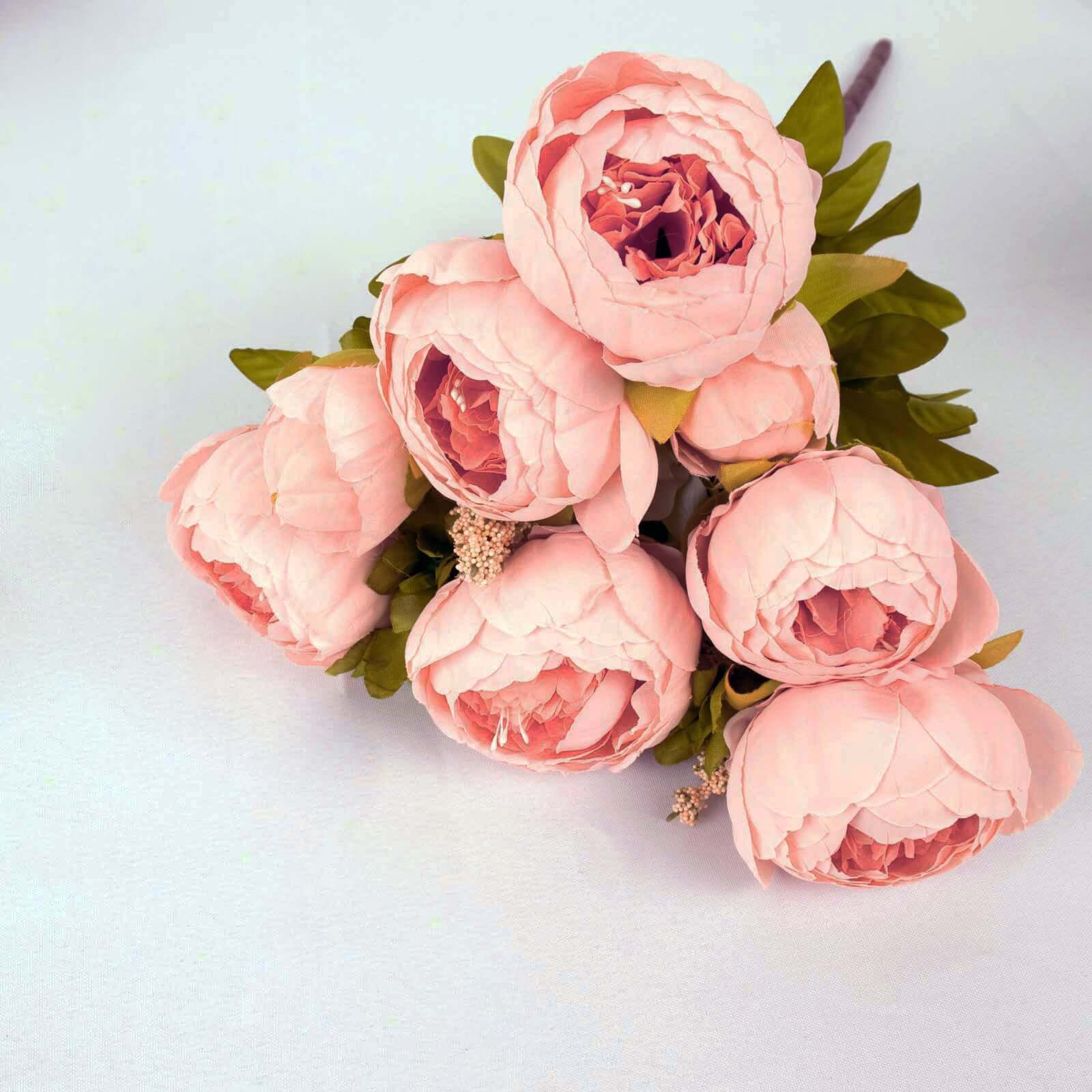 Hot Deal! 2-Pack 19" Pink Artificial Peony Flower Wedding Bouquets, Faux Silk Arrangements