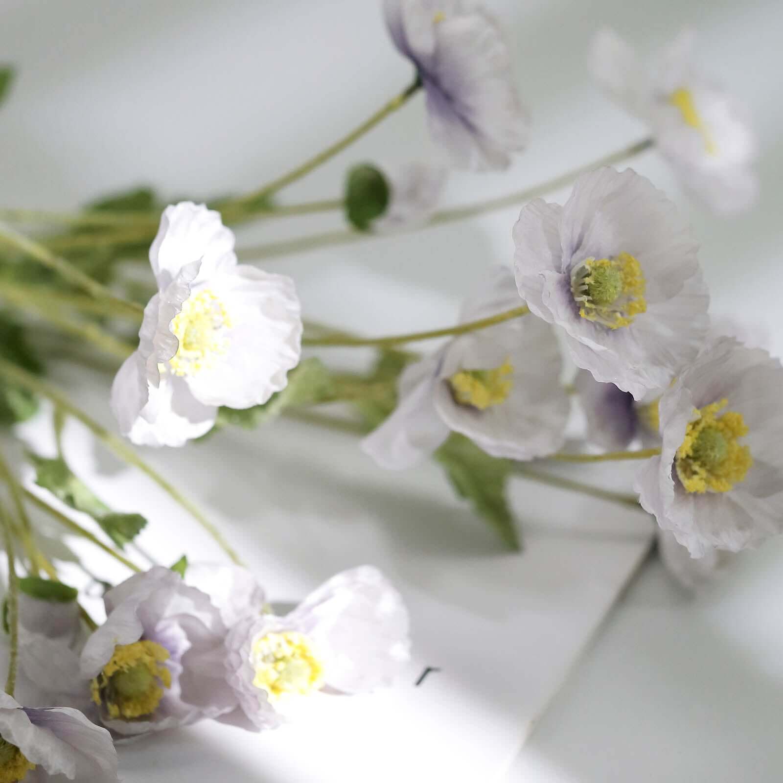 Get 2 Stems of Stunning Lavender Lilac Artificial Poppy Silk Flowers for Centerpiece Decor