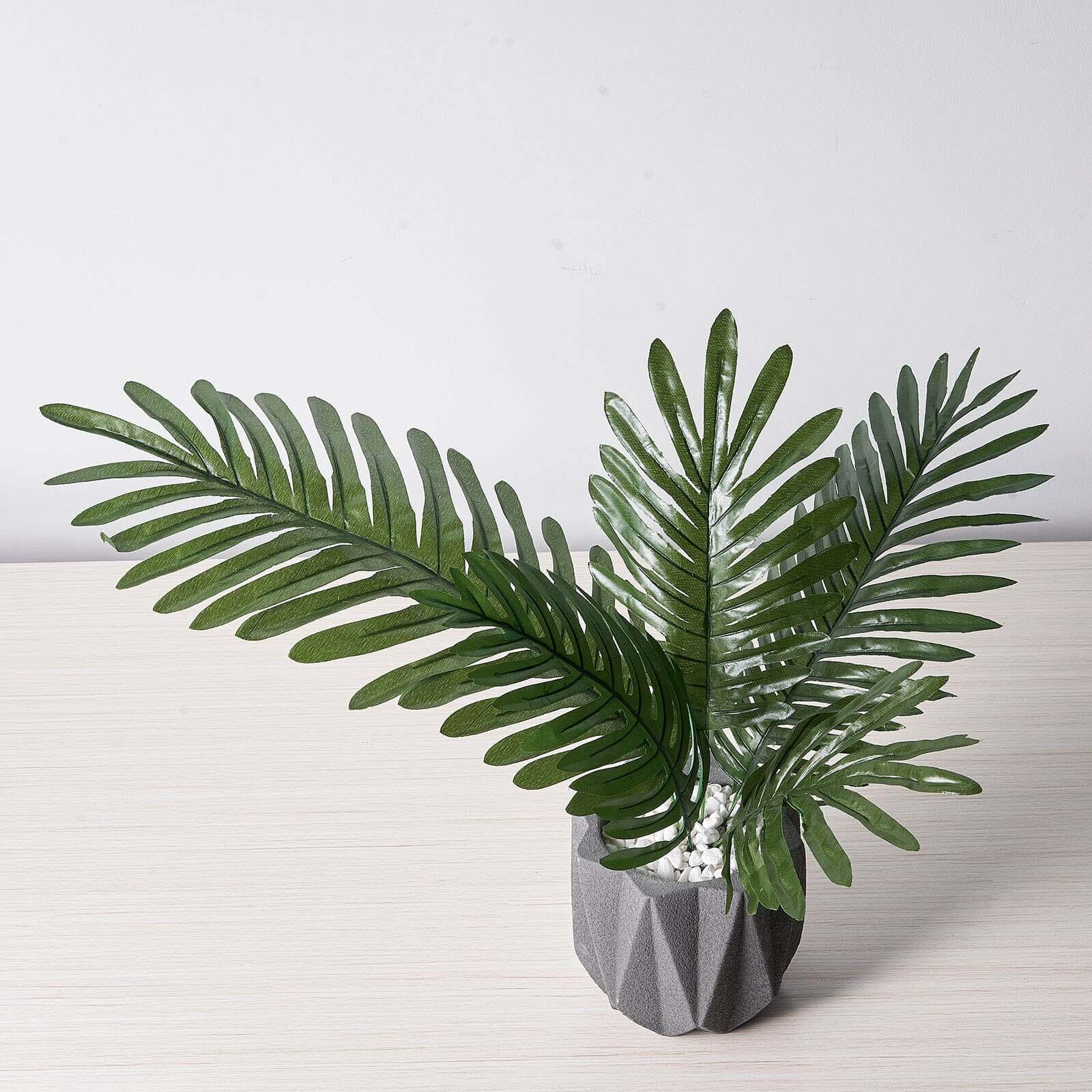 5 Stems Green Artificial Silk Tropical Palm Leaf Plants - Ideal Decor
