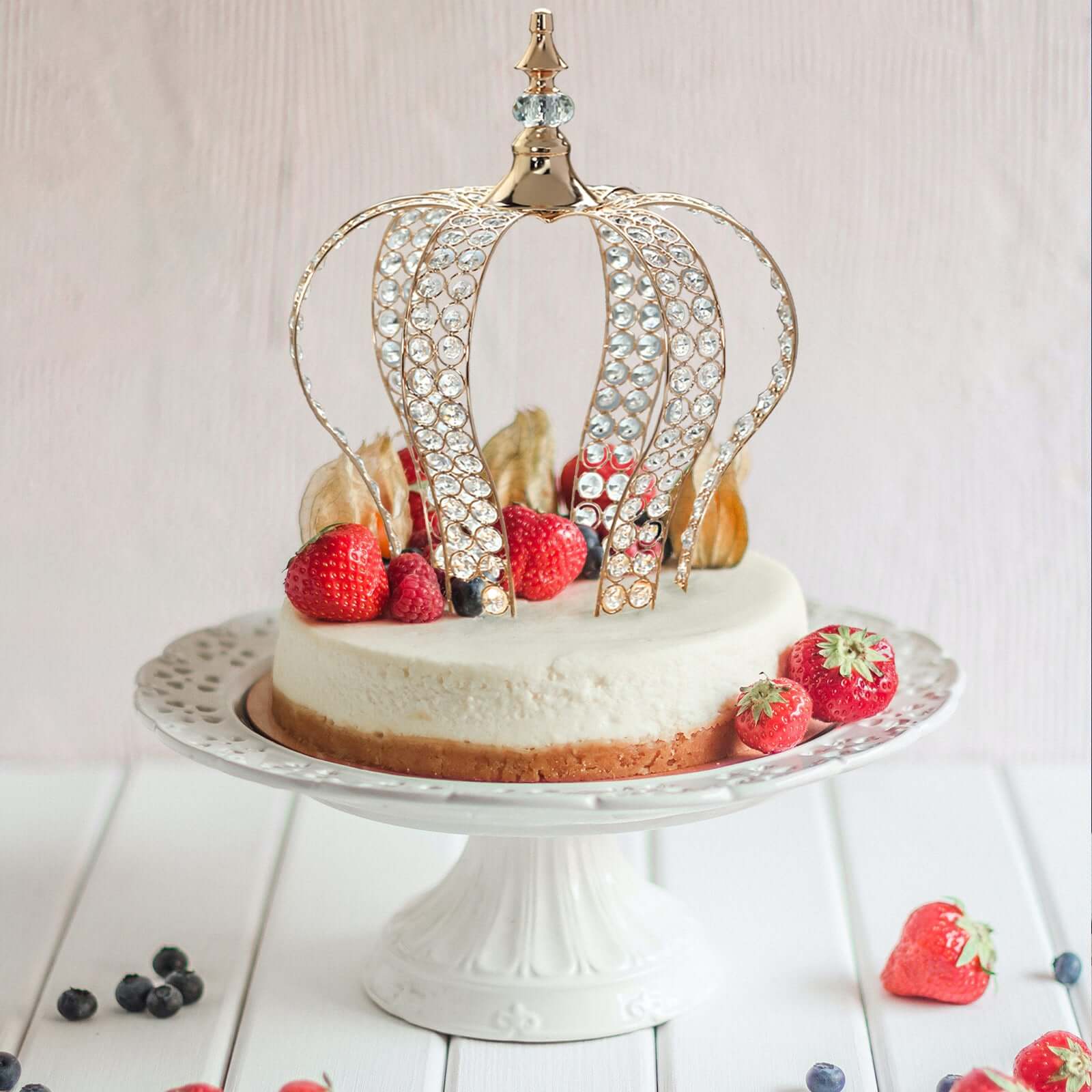 Metallic Gold Crystal-Bead Royal Crown Cake Topper - Ideal for Royal Baby Showers, Sweet 16 Cakes & Events