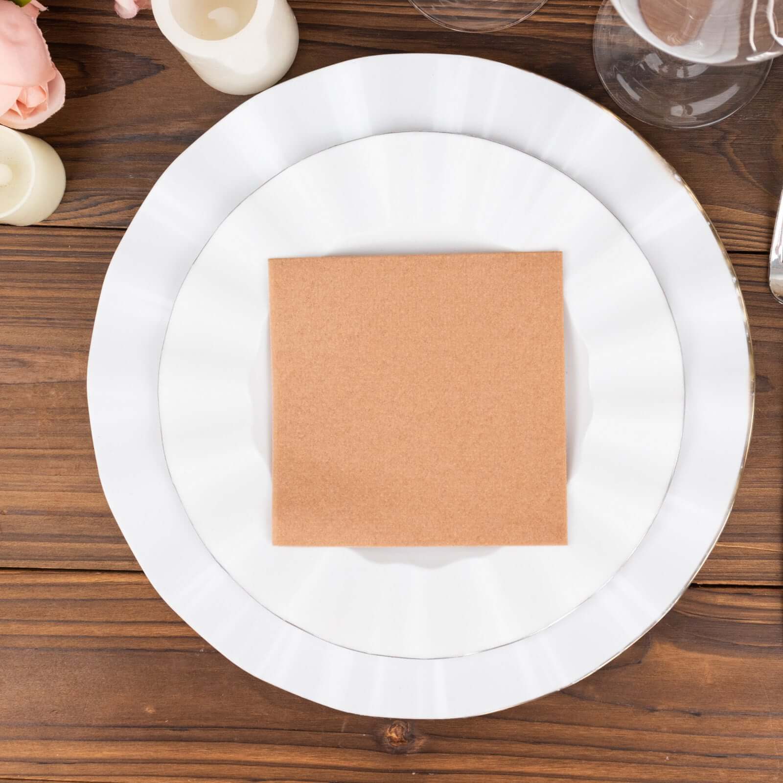 20-Pack Terracotta (Rust) 5x5 Linen-Like Airlaid Napkins - Highly Absorbent