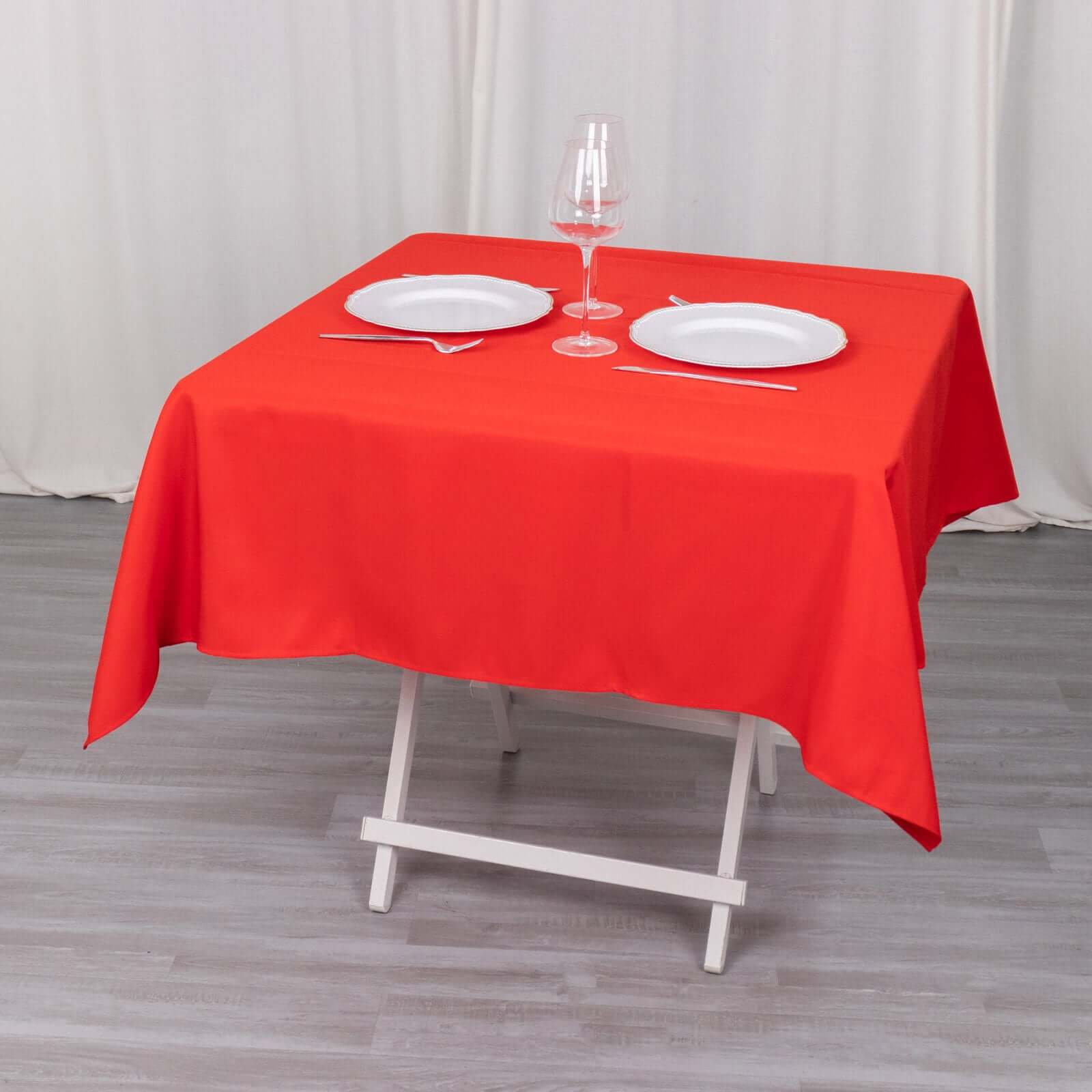 Red Premium 220GSM Polyester Square Tablecloth 54x54 - Stain & Wrinkle Resistant