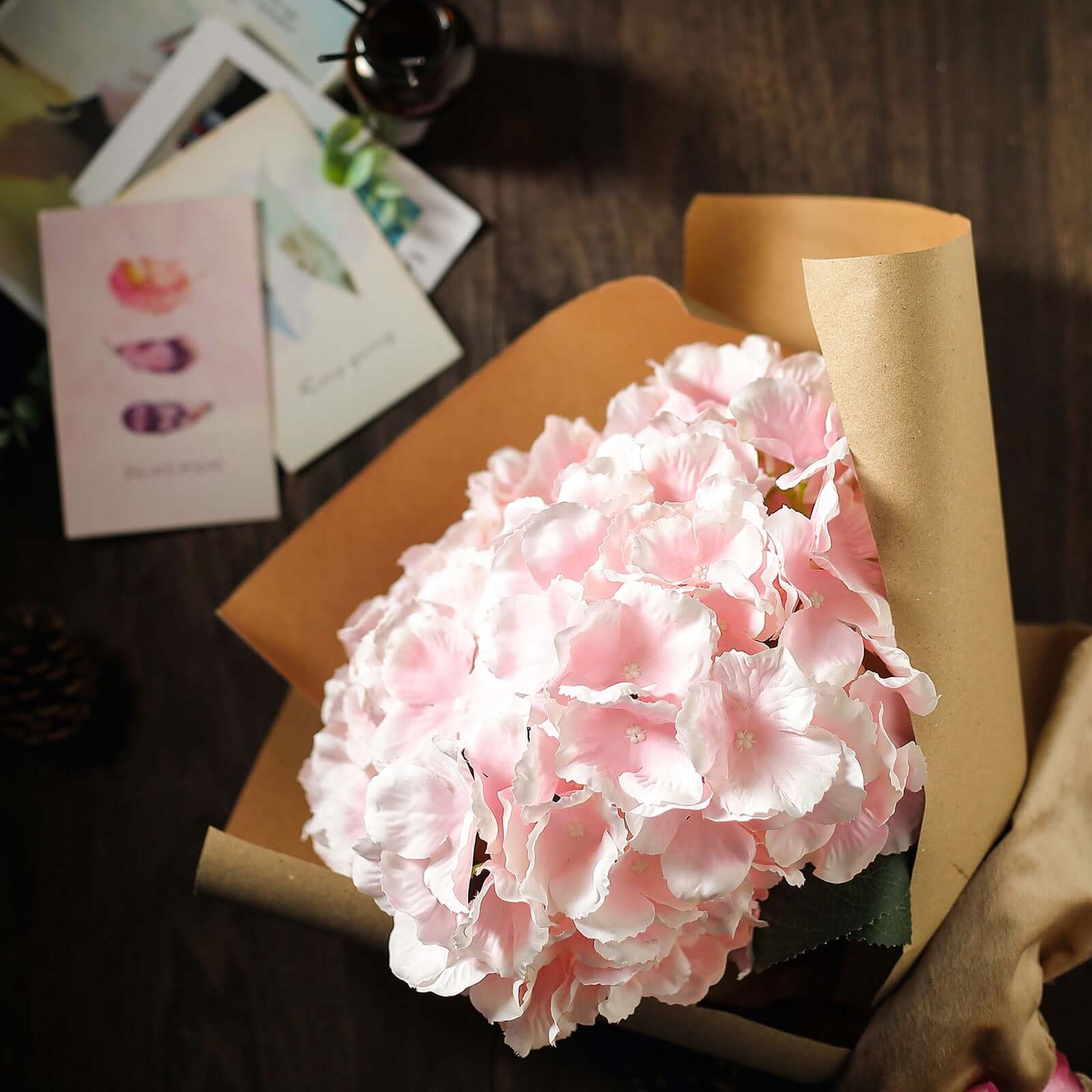 Hot! 5-Bush Blush Pink Artificial Silk Hydrangea Bouquets