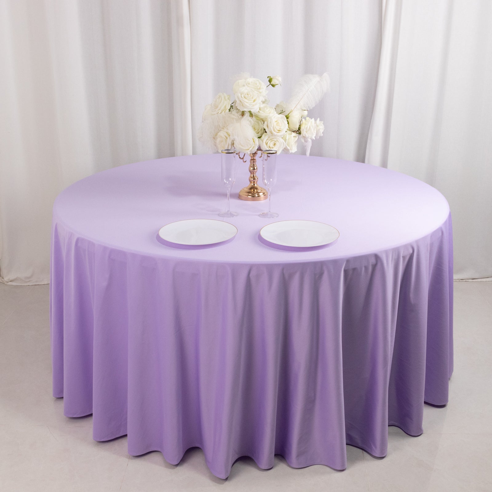 Lavender Lilac 120' Premium Scuba Round Tablecloth - Wrinkle & Stain Resistant