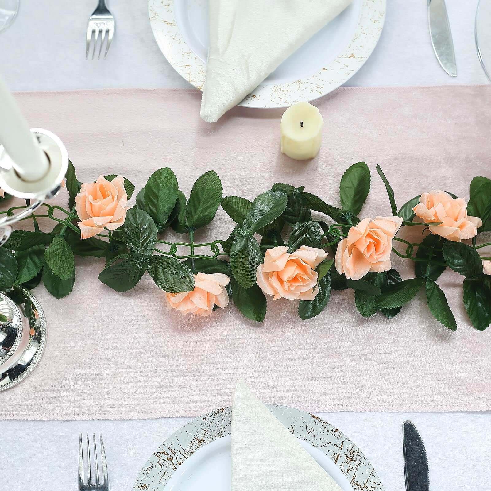 Promotional 6-Foot UV-Protected Artificial Silk Peach Rose Garland for Decorations