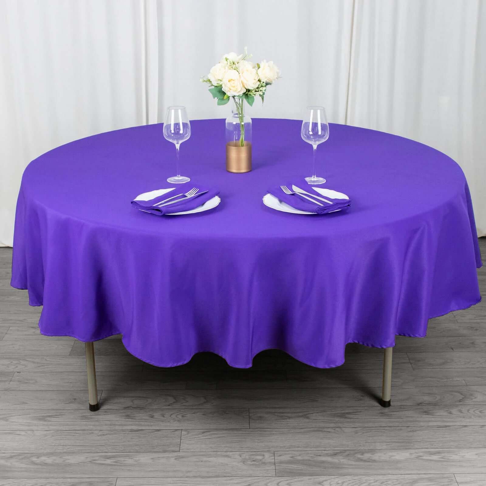 90-Inch Purple Premium Polyester Round Tablecloth - 220GSM, Stain & Wrinkle Resistant