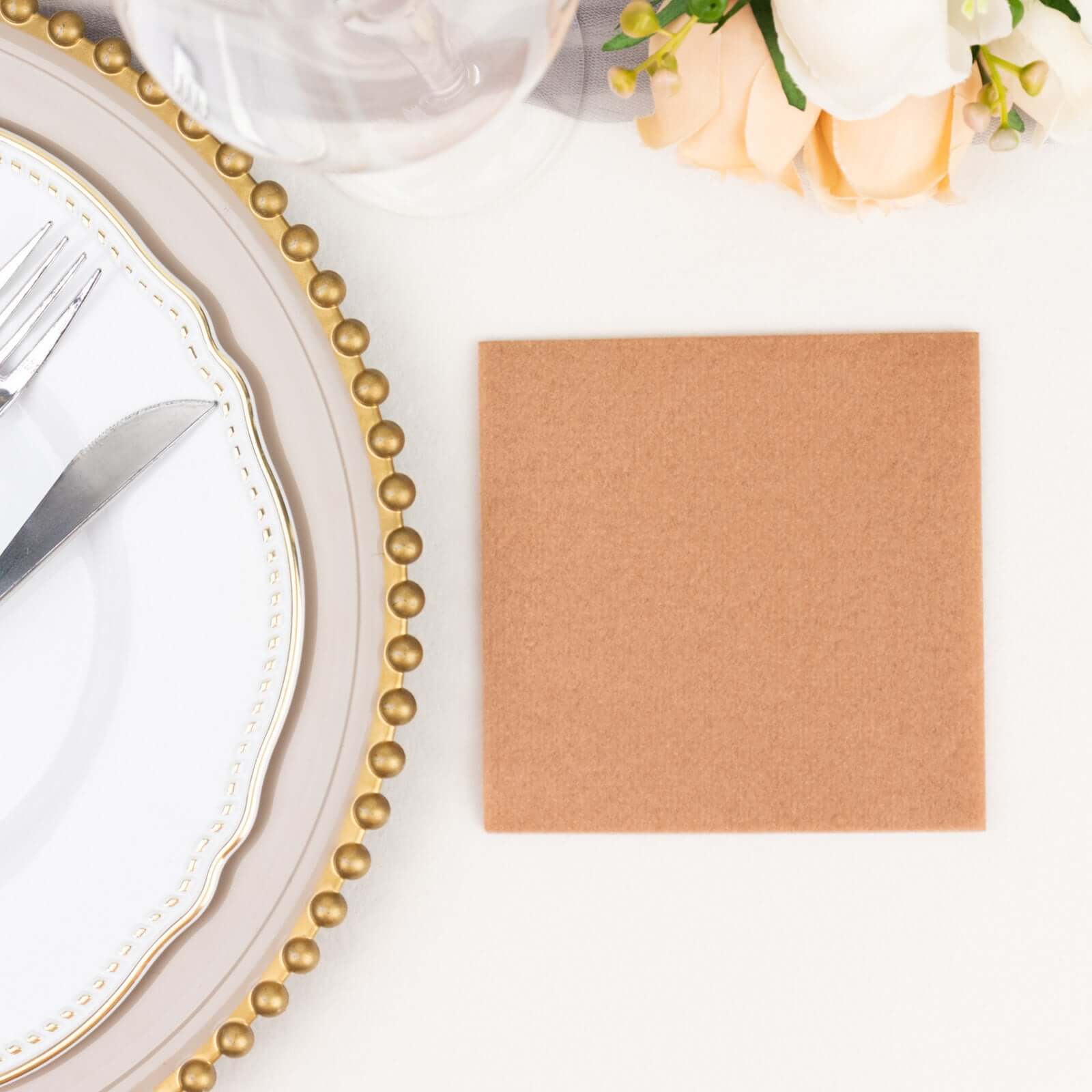 20-Pack Terracotta (Rust) 5x5 Linen-Like Airlaid Napkins - Highly Absorbent