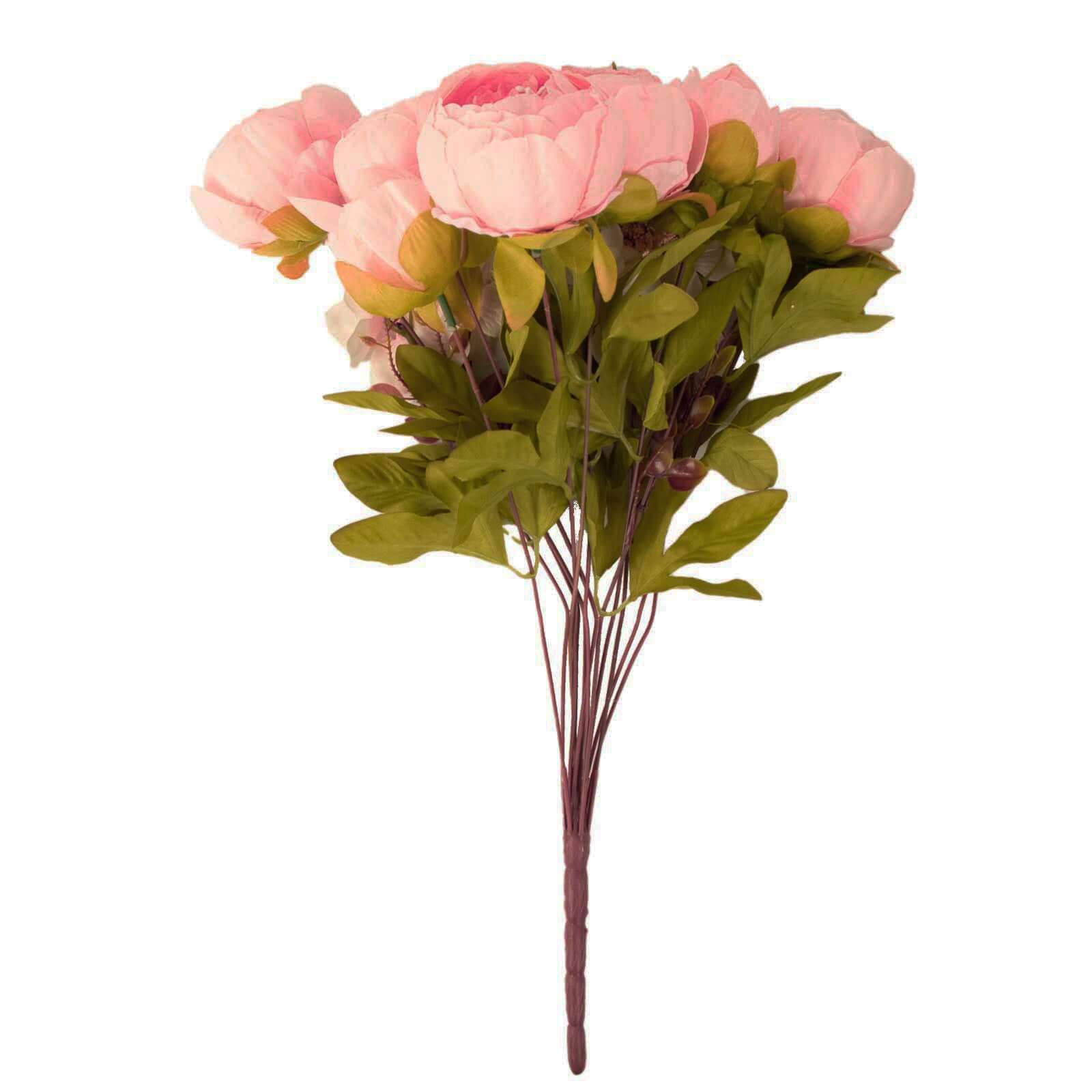 Hot Deal! 2-Pack 19" Pink Artificial Peony Flower Wedding Bouquets, Faux Silk Arrangements