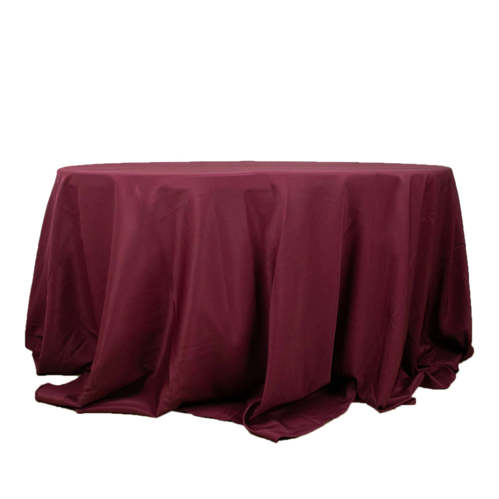 Hot Sale! 132-Inch Seamless Burgundy Premium Polyester Round Tablecloth, 220GSM Wrinkle-Resistant
