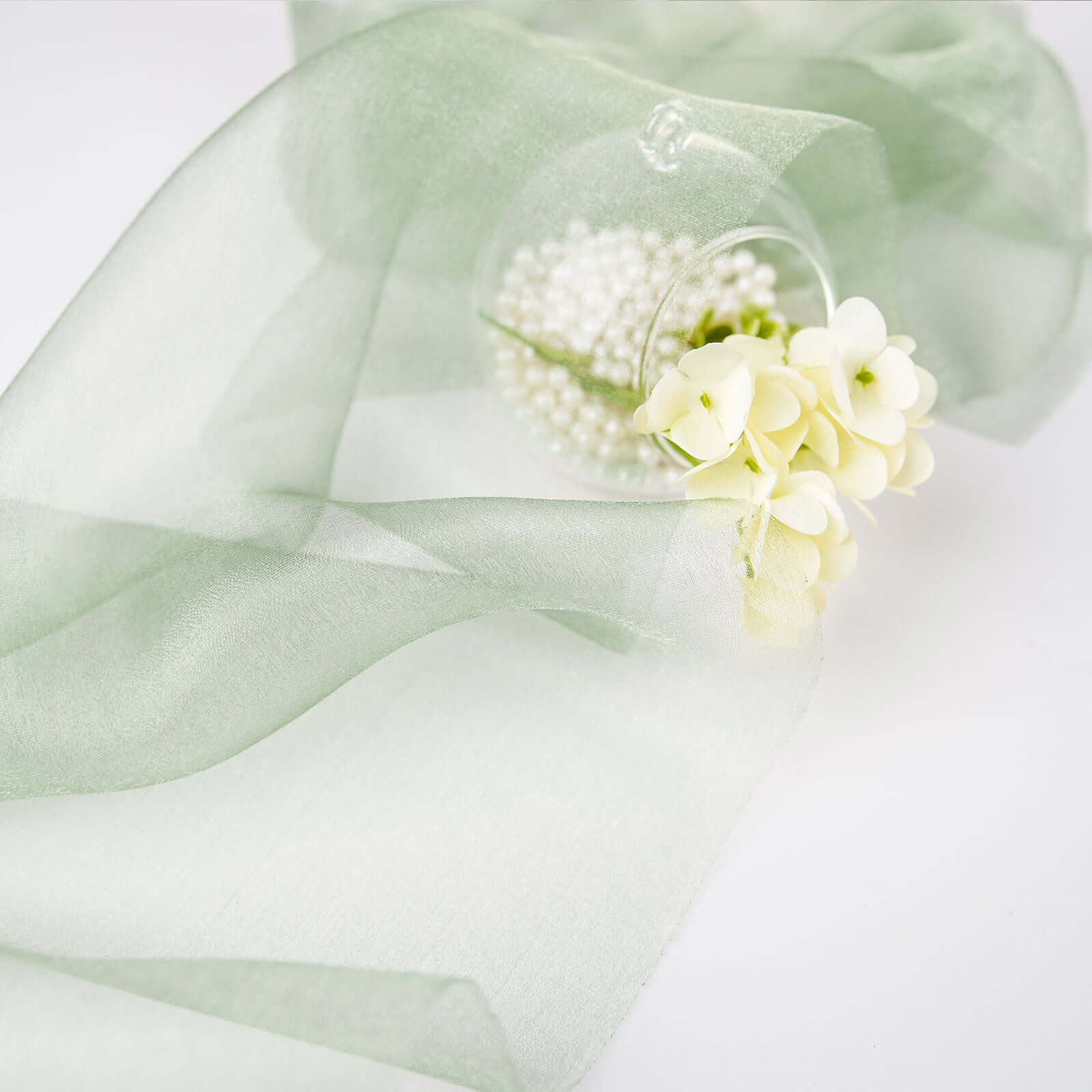 12-Foot Wide, 10-Yard Long Sage Green Sheer Chiffon Fabric Bolt for DIY Drapery - High Quality!