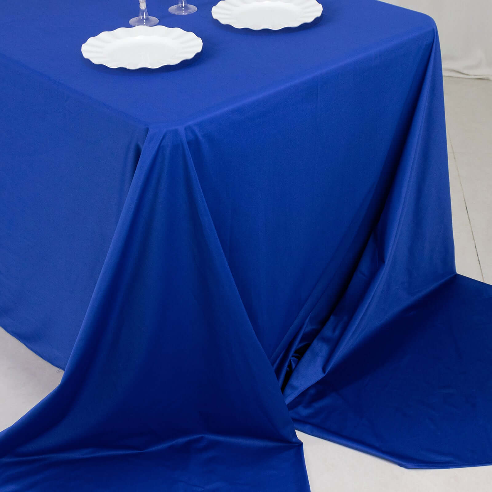 Royal Blue Premium Scuba 90x156 Wrinkle-Free, Stain-Resistant Rectangular Tablecloth - Ideal for Events